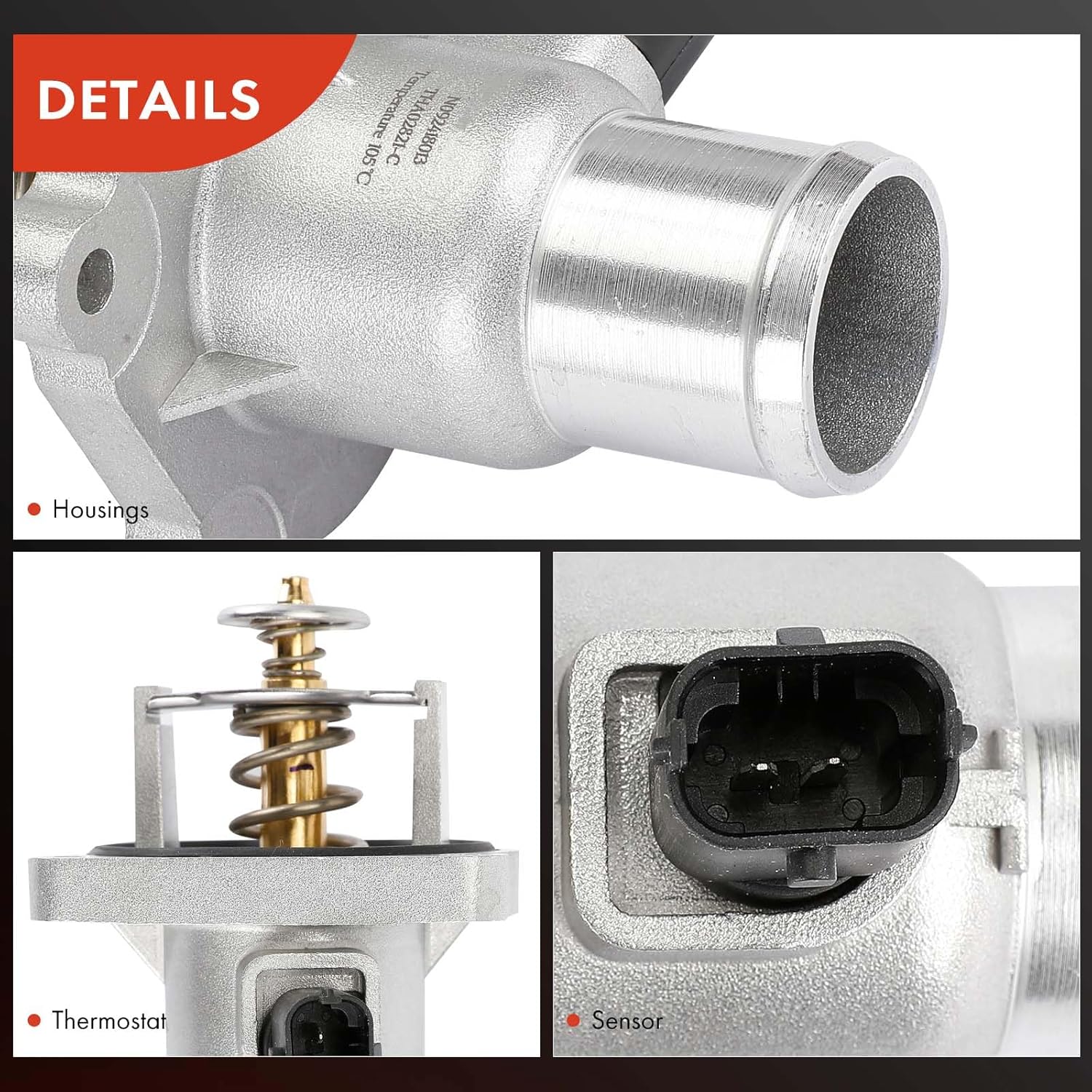 A-Premium Engine Coolant Thermostat Housing Assembly with O-ring & Sensor Compatible with Chevrolet Cruze, Cruze Limited, Sonic, Trax, Aveo, Aveo5 & Pontiac G3, G3 Wave & Suzuki Swift+, 1.6L 1.8L