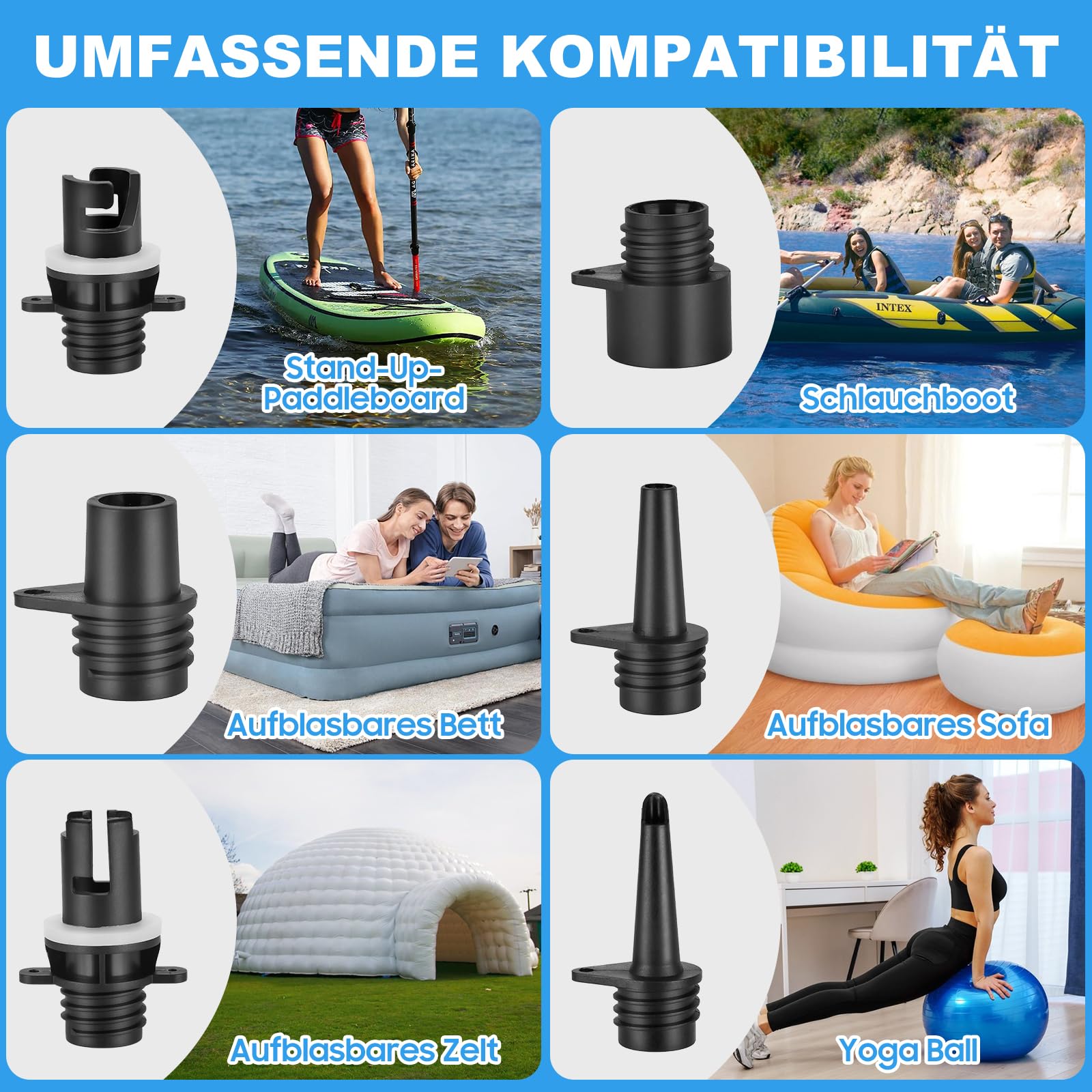 WADEO SUP Pumpe elektrisch [18000mAh], 20 PSI Hochdruck SUP Luftpumpe Akku mit LED-Licht, 110 V AC/12 V DC Schnellladung, Auto-Off für Stand Up Paddle Boards, Boote, Kajak, Matratze - Ink.Tragetasche