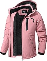 DDQLADY Women's Waterproof Ski Jacket - Warm Fleece Lined Winter Snowboard Coat Hooded Windproof Rain Jacket