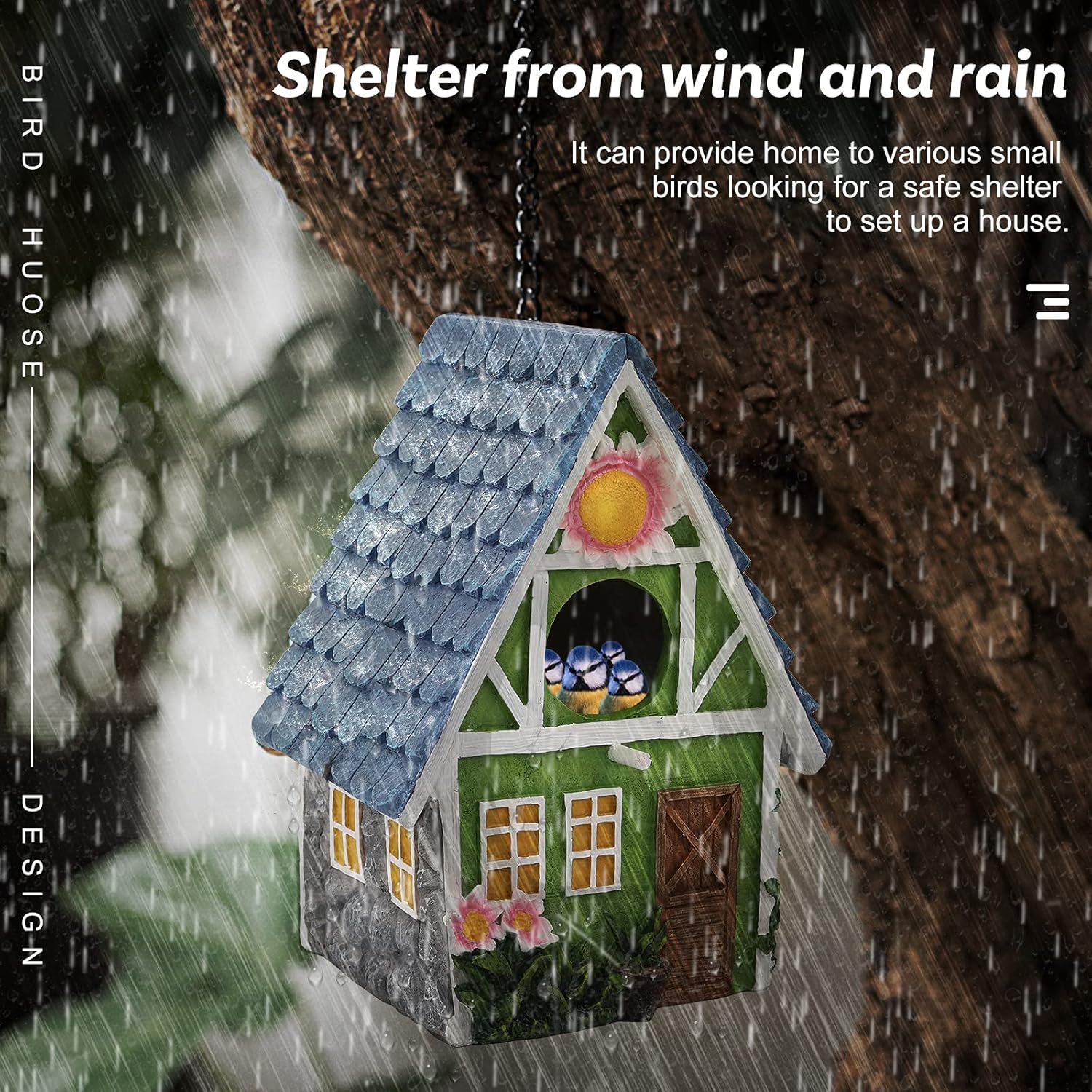 JIAYIWU Bird Houses for Outside, birdhouses, residences Used for Outdoor Bluebirds、 Tits、 Hummingbirds、 Swallows and Other Bird , Indoor and Garden Decoration-Blue : Patio, Lawn & Garden