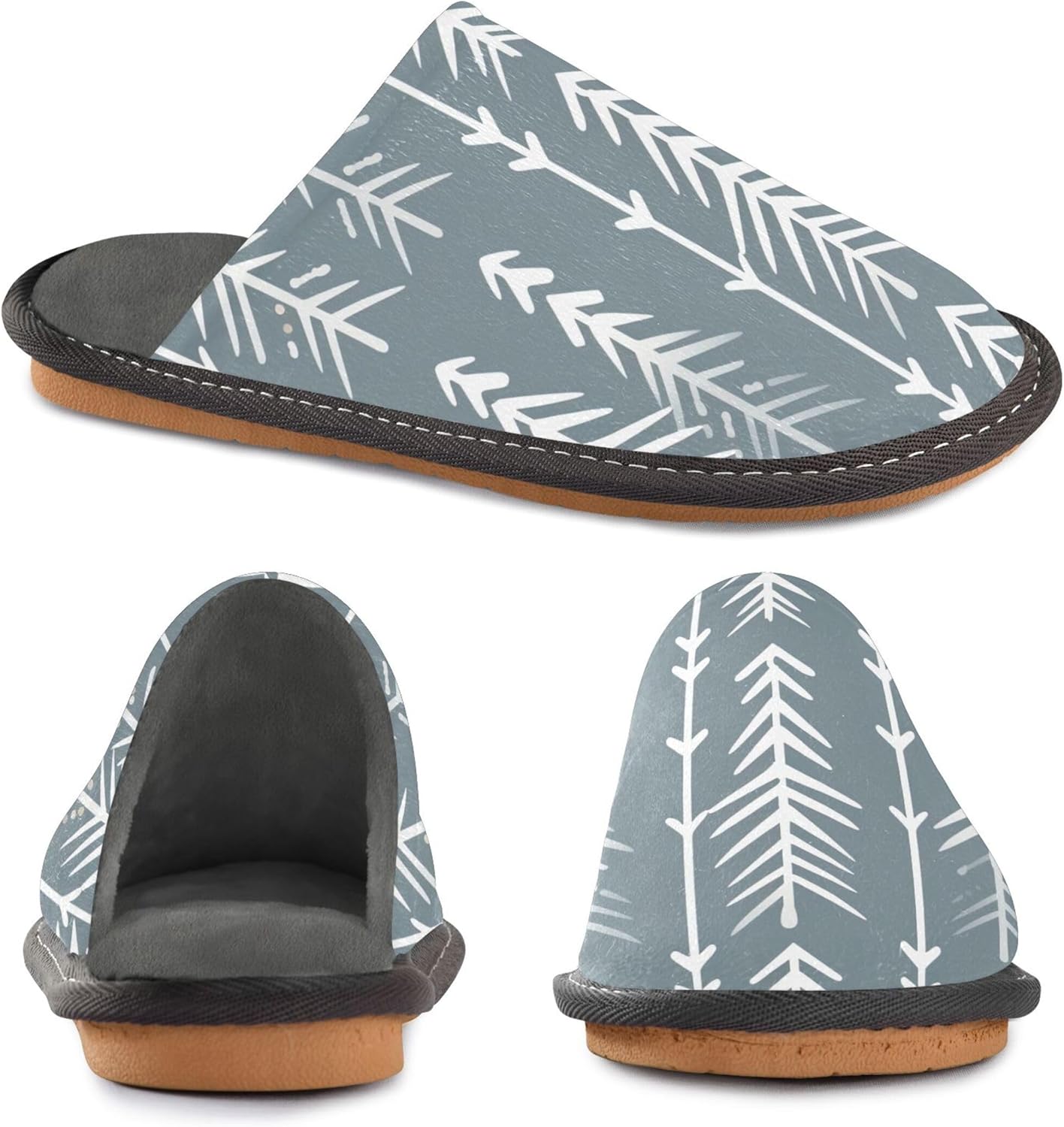 Boho Bohemian Geometric House Slippers – Cozy Fuzzy Slippers for Guests, Washable & Disposable, Perfect for Shoeless Home, Spa & Hotel Use A111049