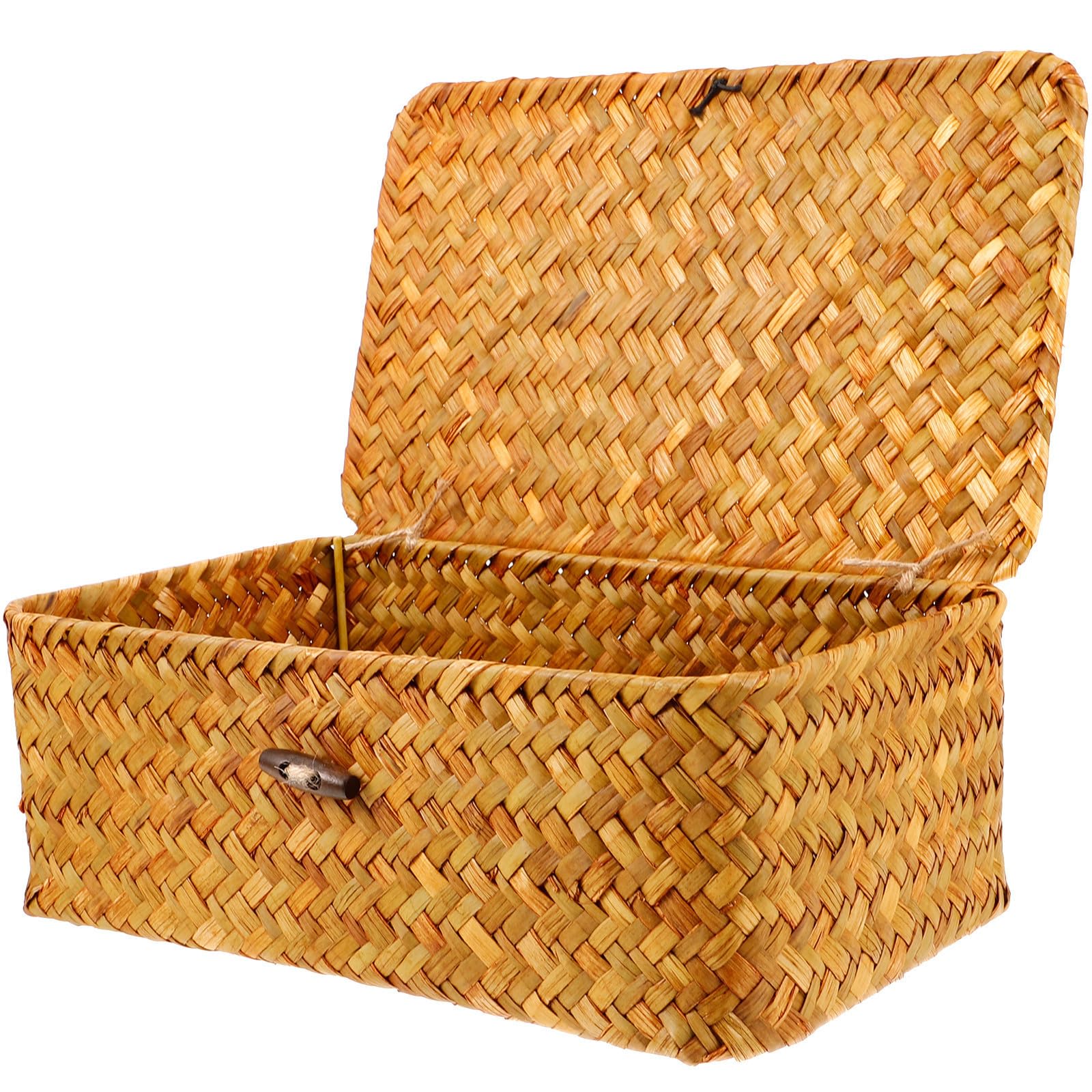 Organisateur de bureau en herbe tressée pour rangement de bijoux et accessoires