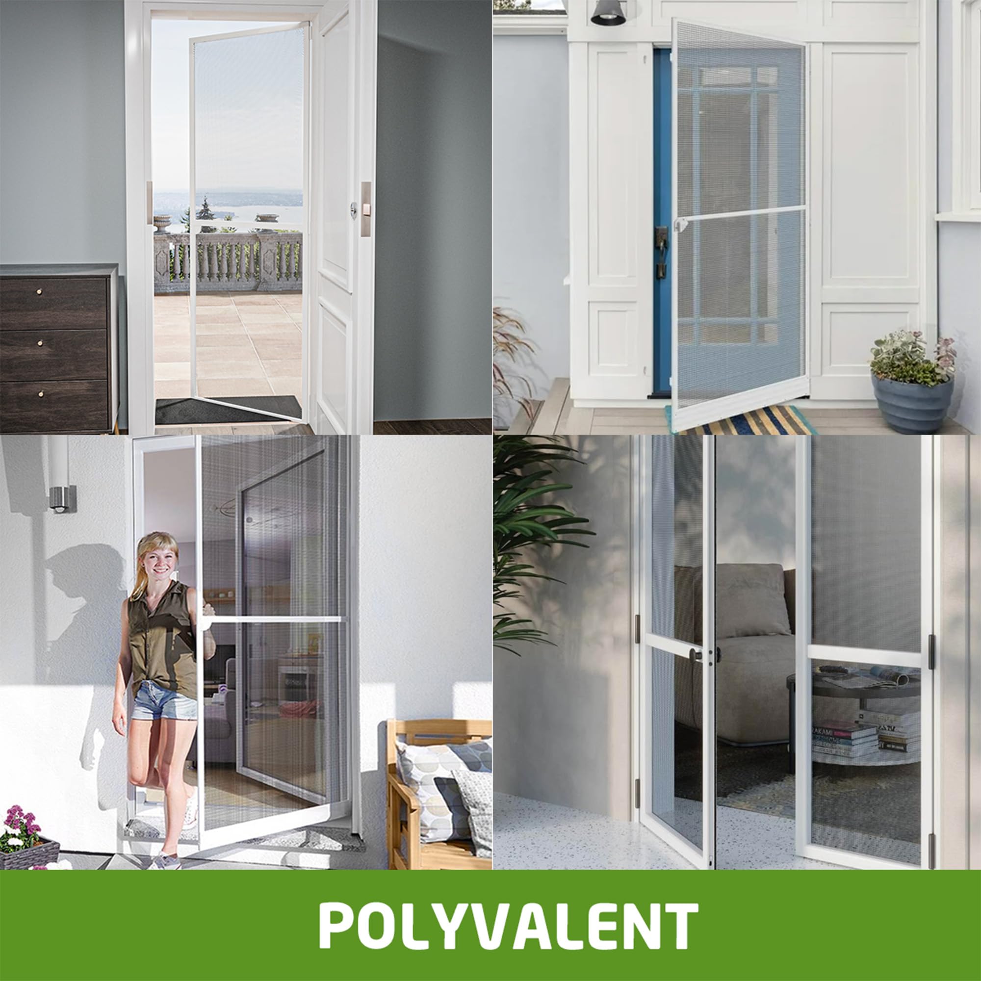 Amig - Moustiquaire pour porte - 100 x 220 cm - Ajustable - Kit complet avec cadre, maille et accessoires - Aluminium et fibre de verre - Blanc/Gris - Protection contre moustiques
