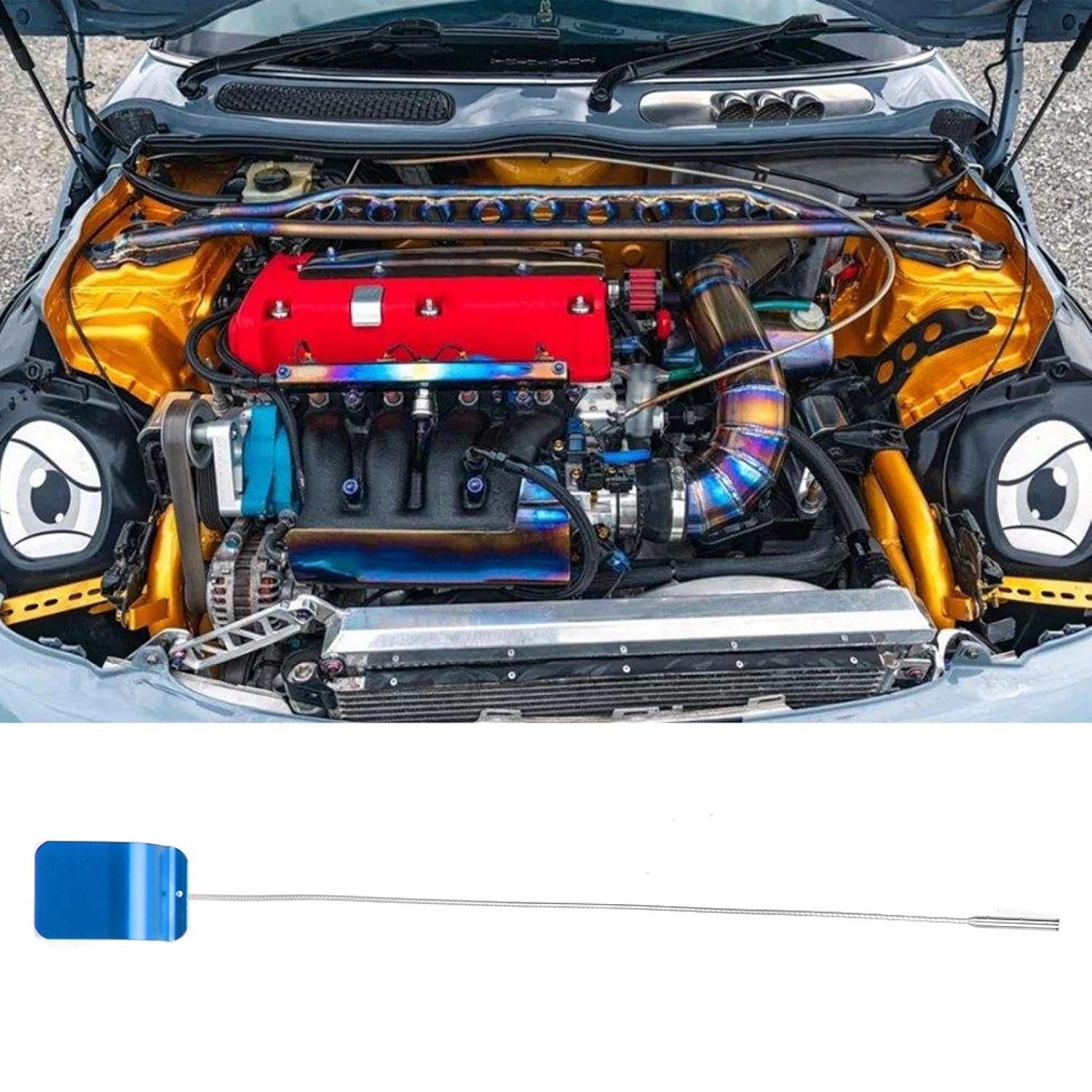 Qiilu Oil Dipstick for K20 Engine Oil Level Indicator (Blue, 1 x)