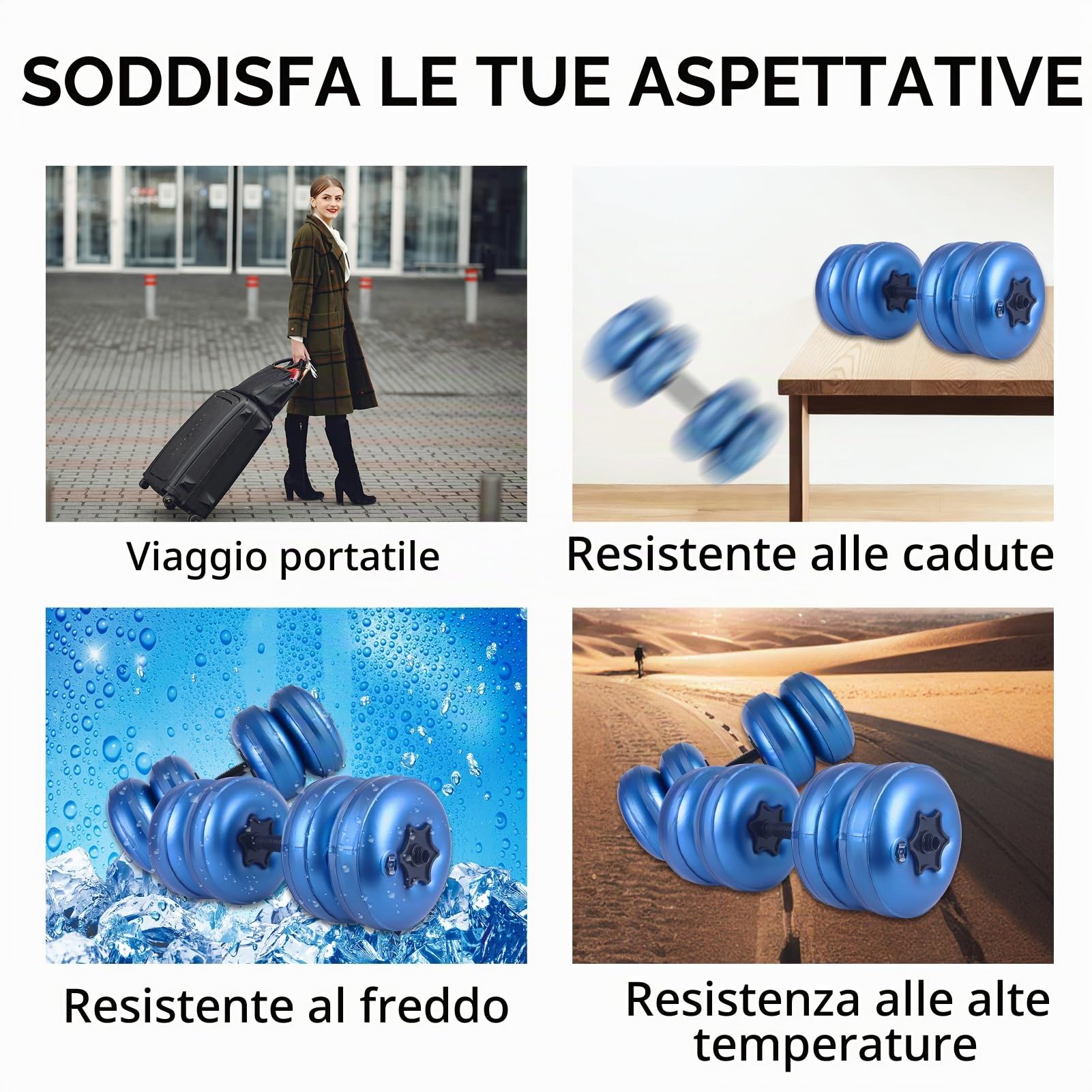 Set di Manubri Pesi Acqua 2~25 kg, 2in1 Regolabili Manubri Acqua, Manubri da Viaggio, Manubri Palestra Portatili Per Bodybuilding Fitness Sollevamento