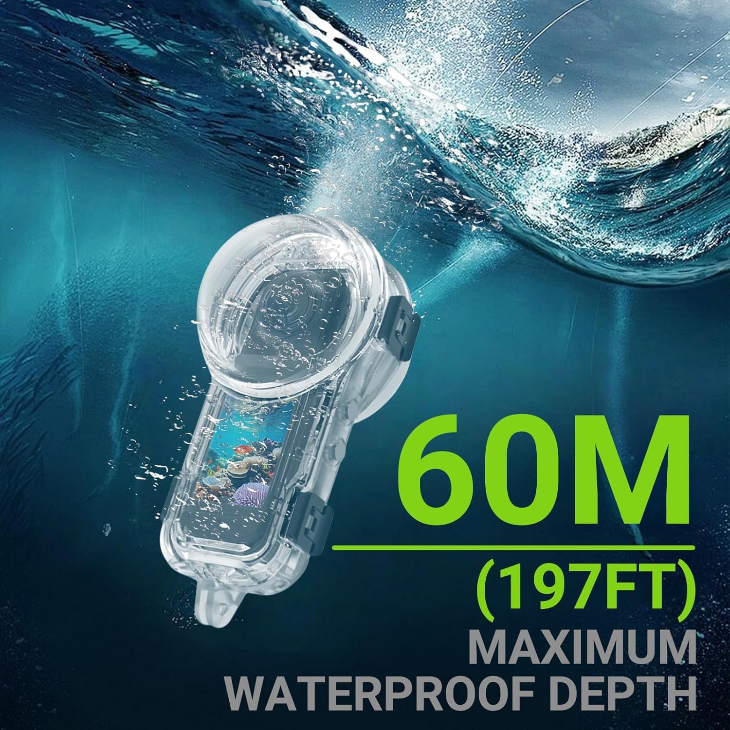 Boîtier de plongée invisible pour caméra d'action série X5, étanche jusqu'à 60 m, étui de protection sous-marin avec support