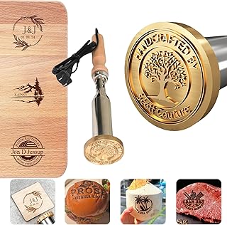 KAINSY Custom Electric Branding Iron for Wood, Branding Irons Personalized with Stand, Durable Wood Burning Stamp with Logo, Personalized Burger Stamps for Food, Woodworking Tools Handmade Lover Gifts