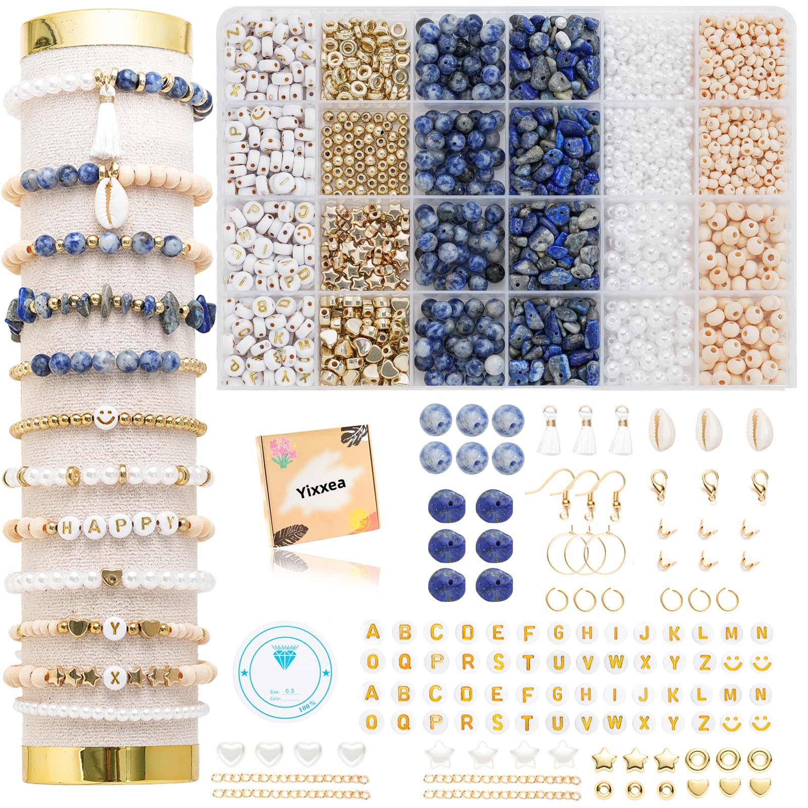Natural Stone Set Friendship Bracelet Making Kit Beads Jewellery Making