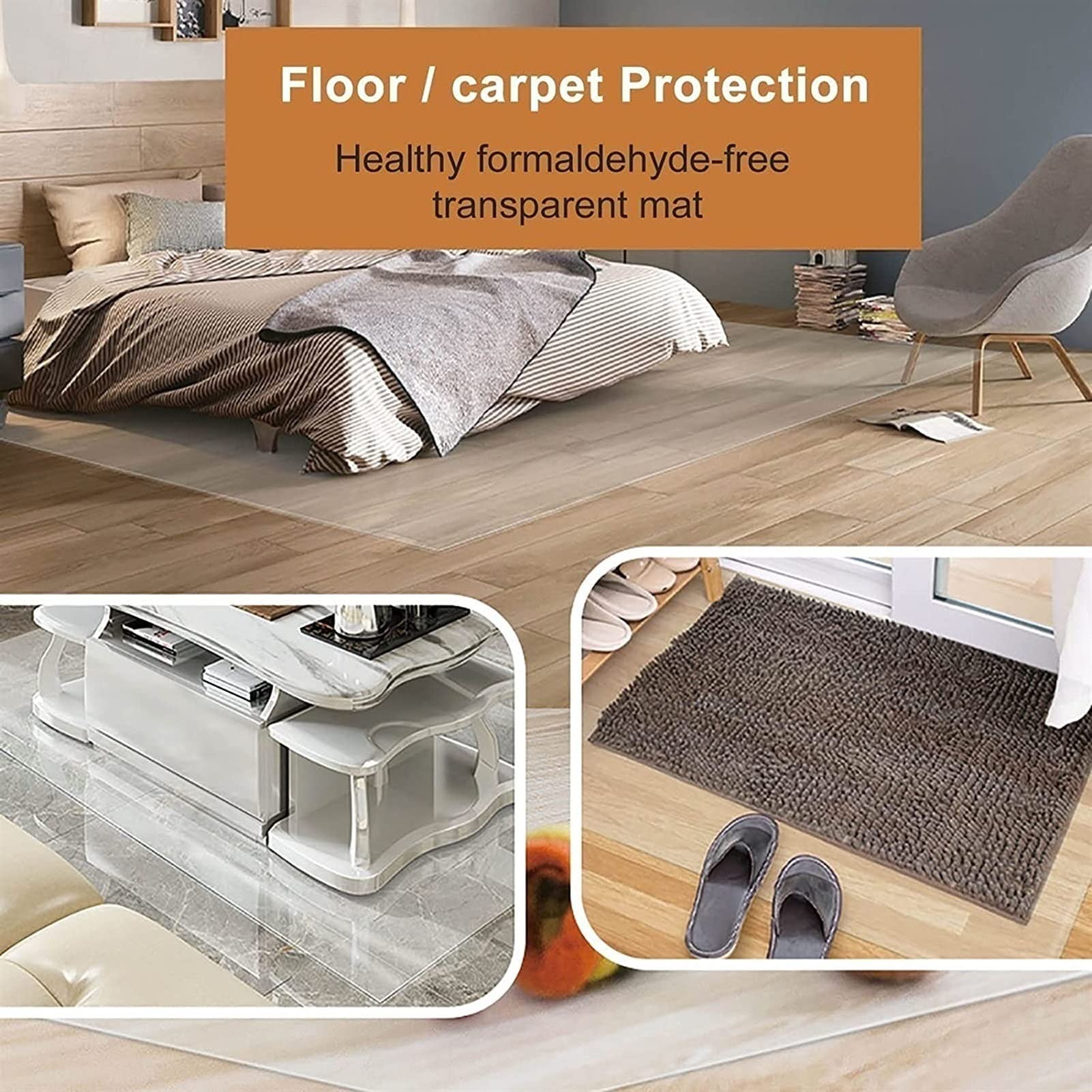 Alfombras de vinilo antideslizantes impermeables – Protector de suelo transparente para alfombras de madera dura y azulejos disponibles en anchos de 60 cm a 160 cm, ideal para zonas de alto tráfico