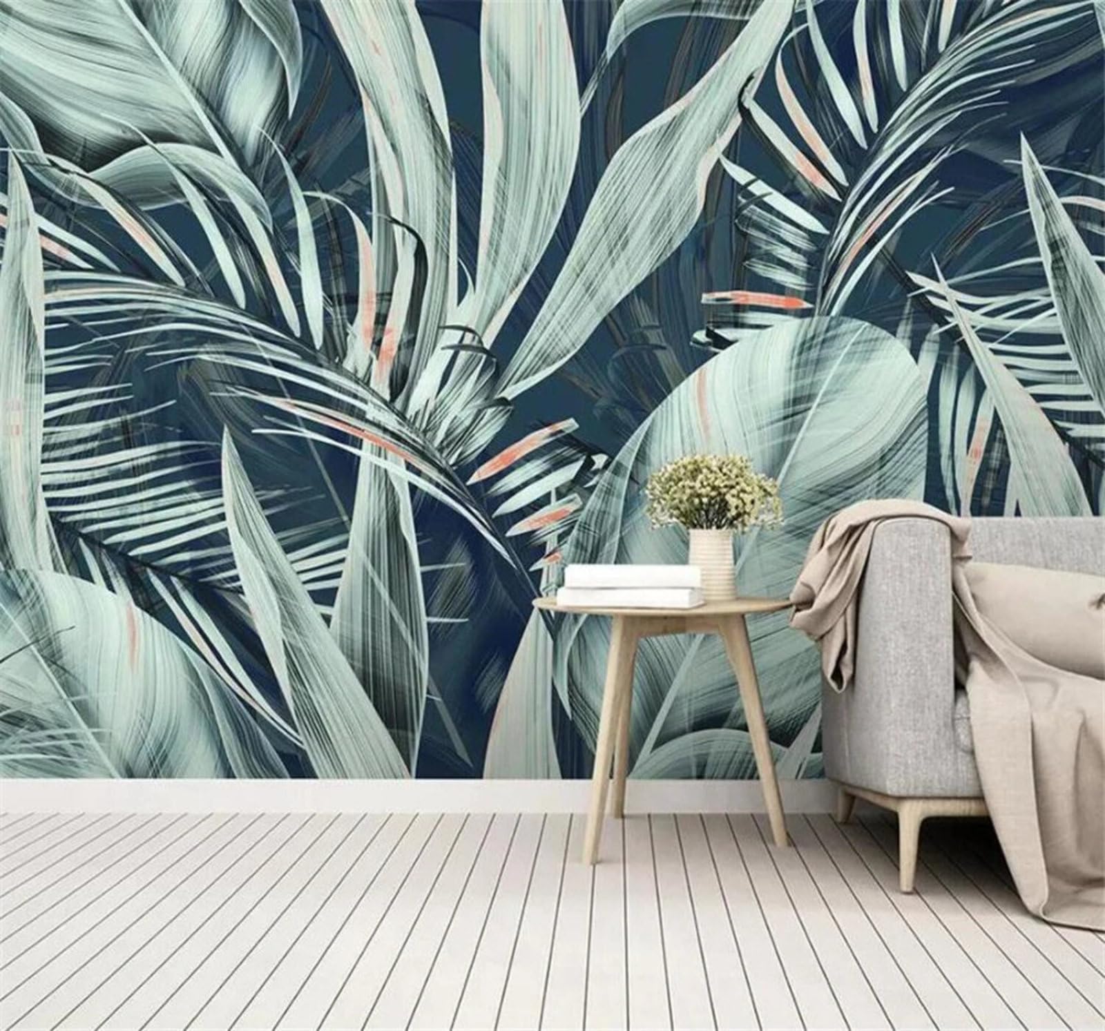 XLMING Hand Drawn Retro Fresh Tropical Jungle 3D Wallpaper Luxury Silk Study Dining Feature Sofa Grey Bedroom Living Room Tv Decorative Wall-300cm×210cm