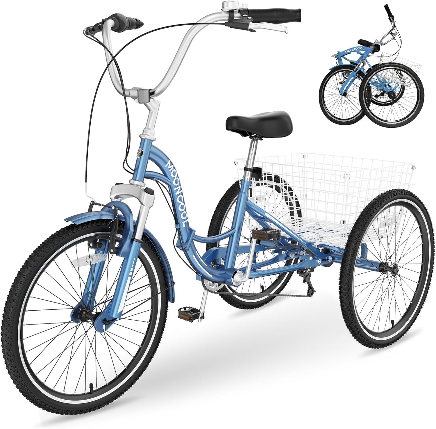 Slsy folding adult tricycle, 7-speed, 20-26 in, low step-through