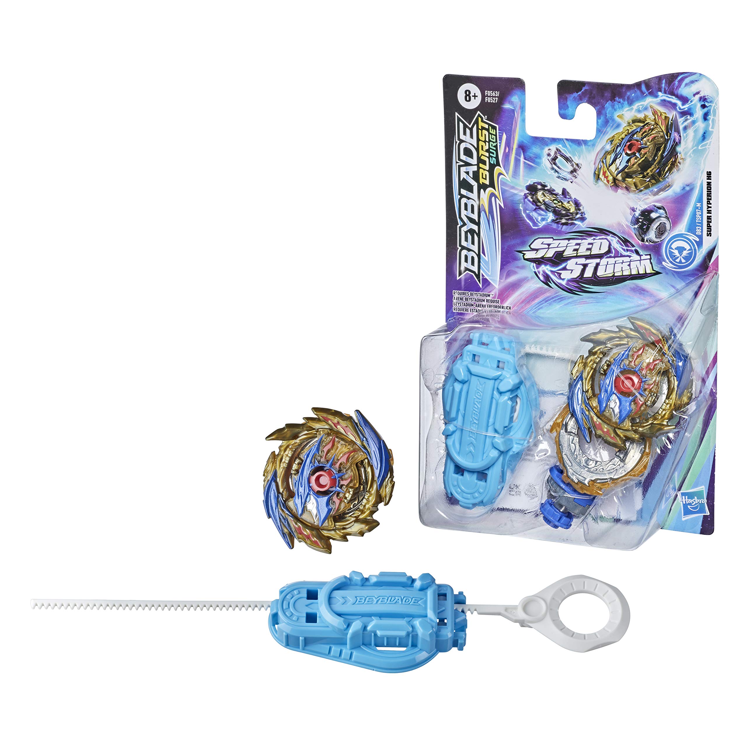 Beyblade Burst Surge Speedstorm Super Hyperion H6 Spinning Top Starter Pack - Attack Type Battling Game Top with Launcher, Toy for Kids