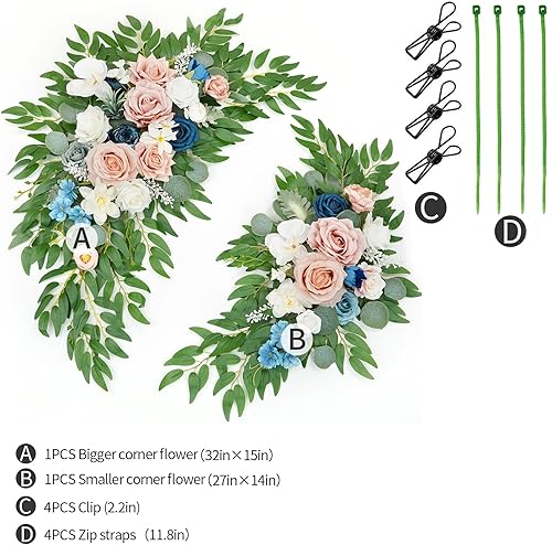 Miniatura 2 de WEIERYUE Kit de flores artificiales para arco de boda (paquete de 2) para arco de boda, despedida de soltera, ceremonia y decoración de telón de