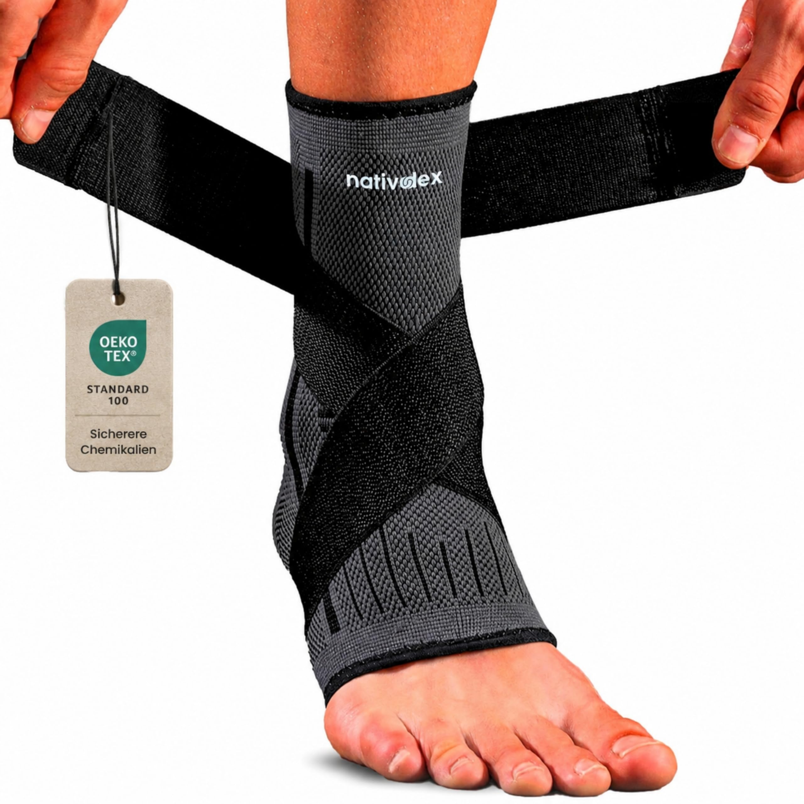 NativoDex Sprunggelenkbandage, Knöchelbandage, Fußbandage für Achillessehne