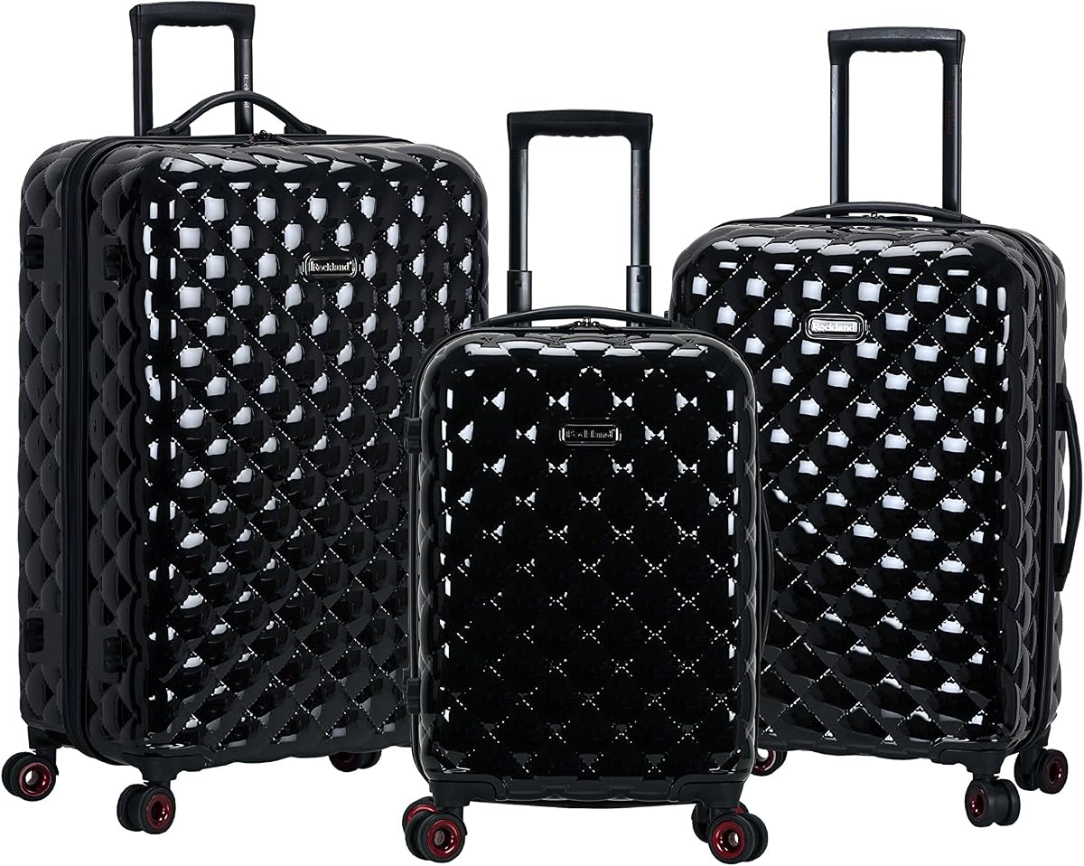 Quilt Hardside 3 Piece Spinner Wheel Luggage Set, Black, 3-Piece Set, (20"/24"/28"), Black