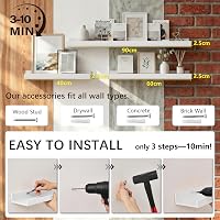 Set 2 Polițe pentru Tablouri Mifurn, Alb, 90 cm, Rafturi de Perete Flotante cu Margini Înălțate față-verso, pentru Rame Foto, Cărți și Decorațiuni, în Sufragerie, Dormitor, Hol 8