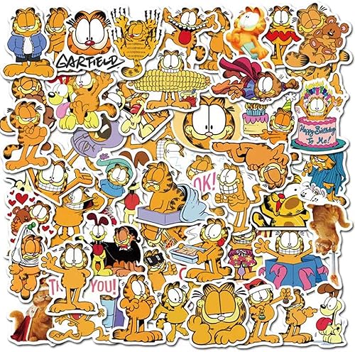 50 pegatinas Garfield de dibujos animados de dibujos animados lindos animales de gato personalidad creativa grafiti impermeable
