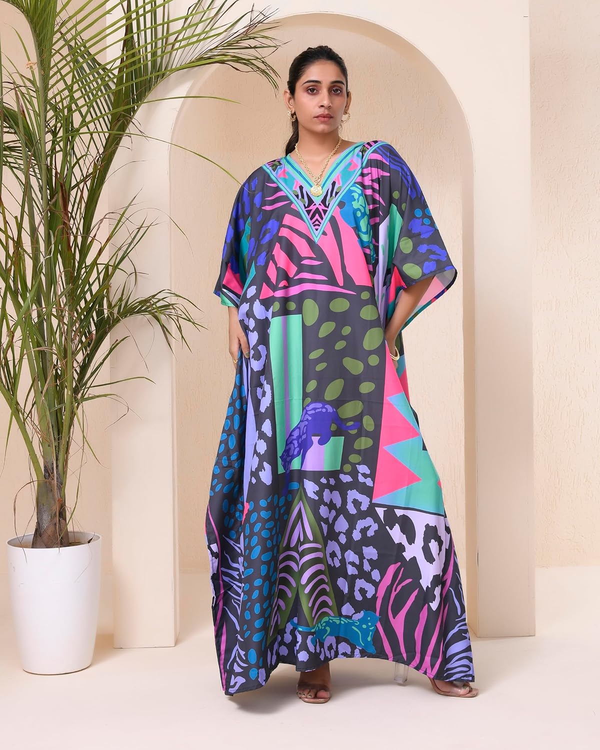 REYNOSOHOMEDECOR Kaftan Dresses for Women Plus Size Bathing Suit Cover up Caftan Maxi Beach Dresses - Image 4