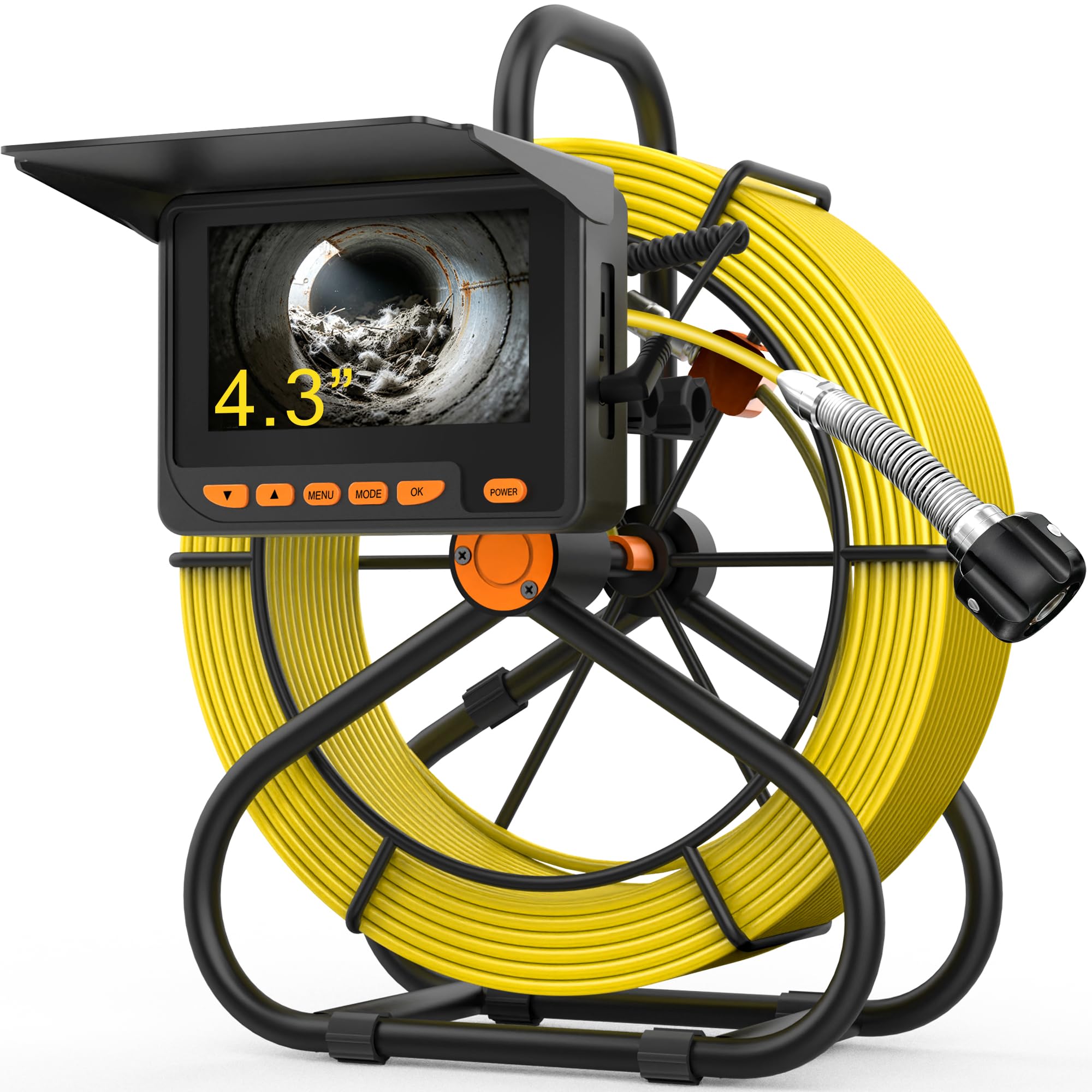 Cámara de Alcantarillado 30m, Cámara de Inspección de Tuberías 4,3'' Cámara de Tubo 1200TVL Plomería Snake Cámara con DVR, Cámara Endoscópica con 8500mAh Batería 6 Luces LED