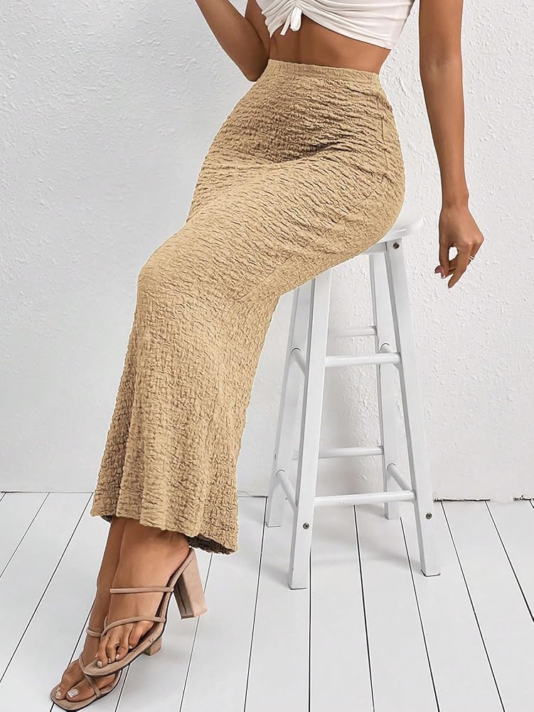 GORGLITTER Women's Fringe Skirt Y2k High Waisted Knitted