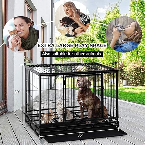 Miniatura 7 de Jaula para perros, jaula para perros grandes, resistente de 36 pulgadas, corral para mascotas para entrenamiento en interiores y exteriores, con