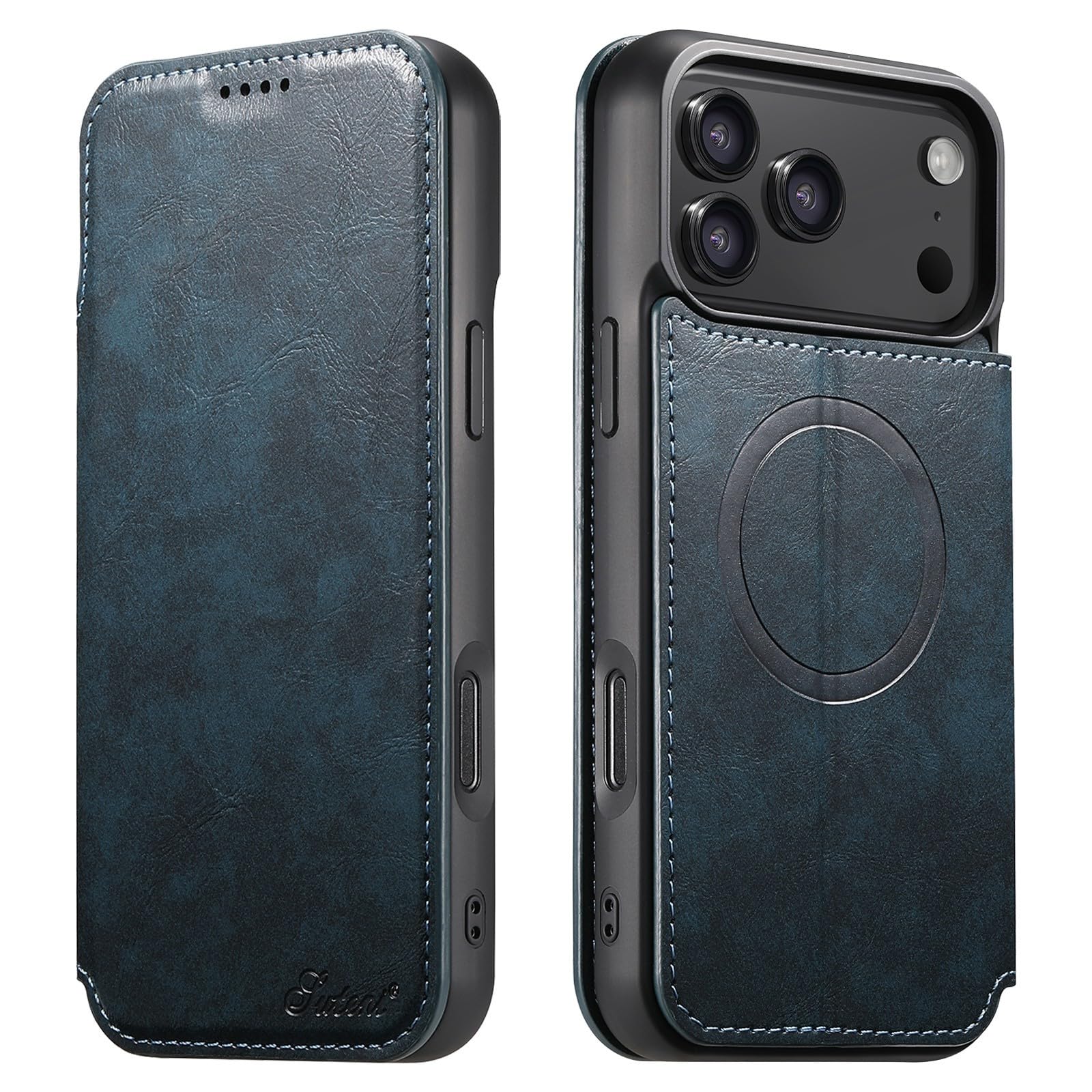 Coque iPhone 17 Air bleu en cuir rétro pour vos sorties citadines - 8