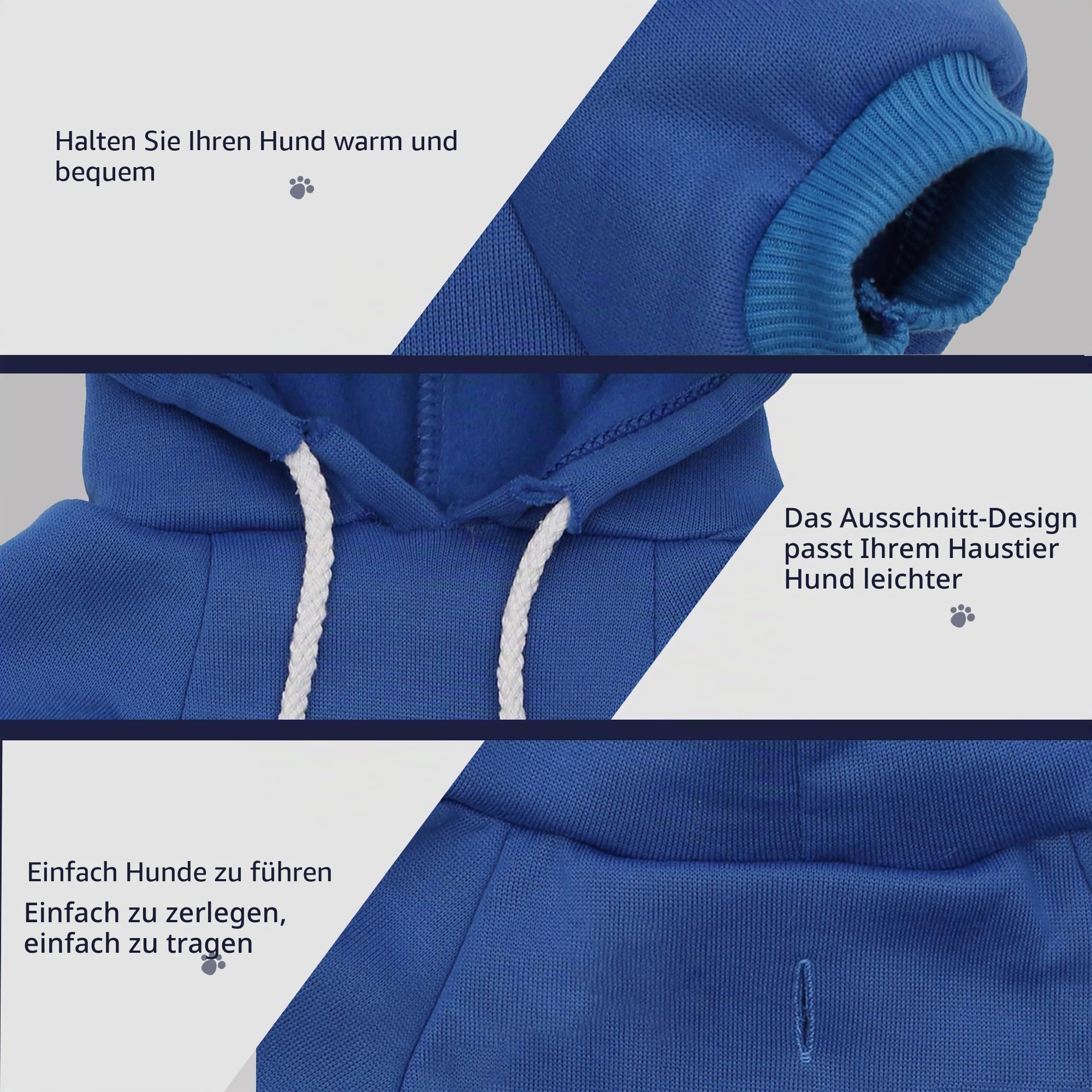 Paiaite schwarzer Hunde-Kapuzenpullover Chihuahua, halte deinen Hund stilvoll warm, Sweatshirt mit „The Dog Face“, Haustierkleidung und Pullover in einem, perfekt für Winter, kühle Sommernächte, Größe