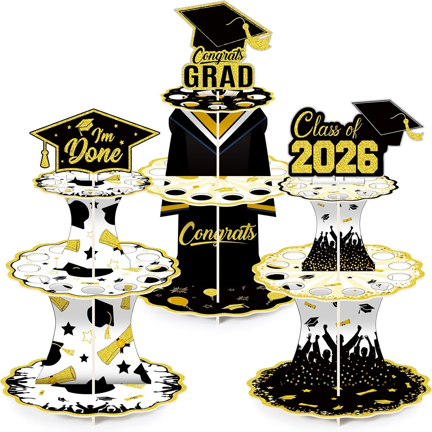 Blosssound 3 Pcs Graduation Money Holder Congrats Grad Gift Cash Holder Class of 2026 Double Layer Money with 20 Holes 2026 Graduation Tiered Tray Cash Cake for Grad Party Supplies(Adult)