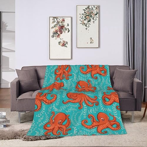 Miniatura 5 de Manta de pulpo súper suave y cálida para sofá, dormitorio, sofá, oficina, automóvil, para todas las estaciones, acogedora manta de franela de felpa,