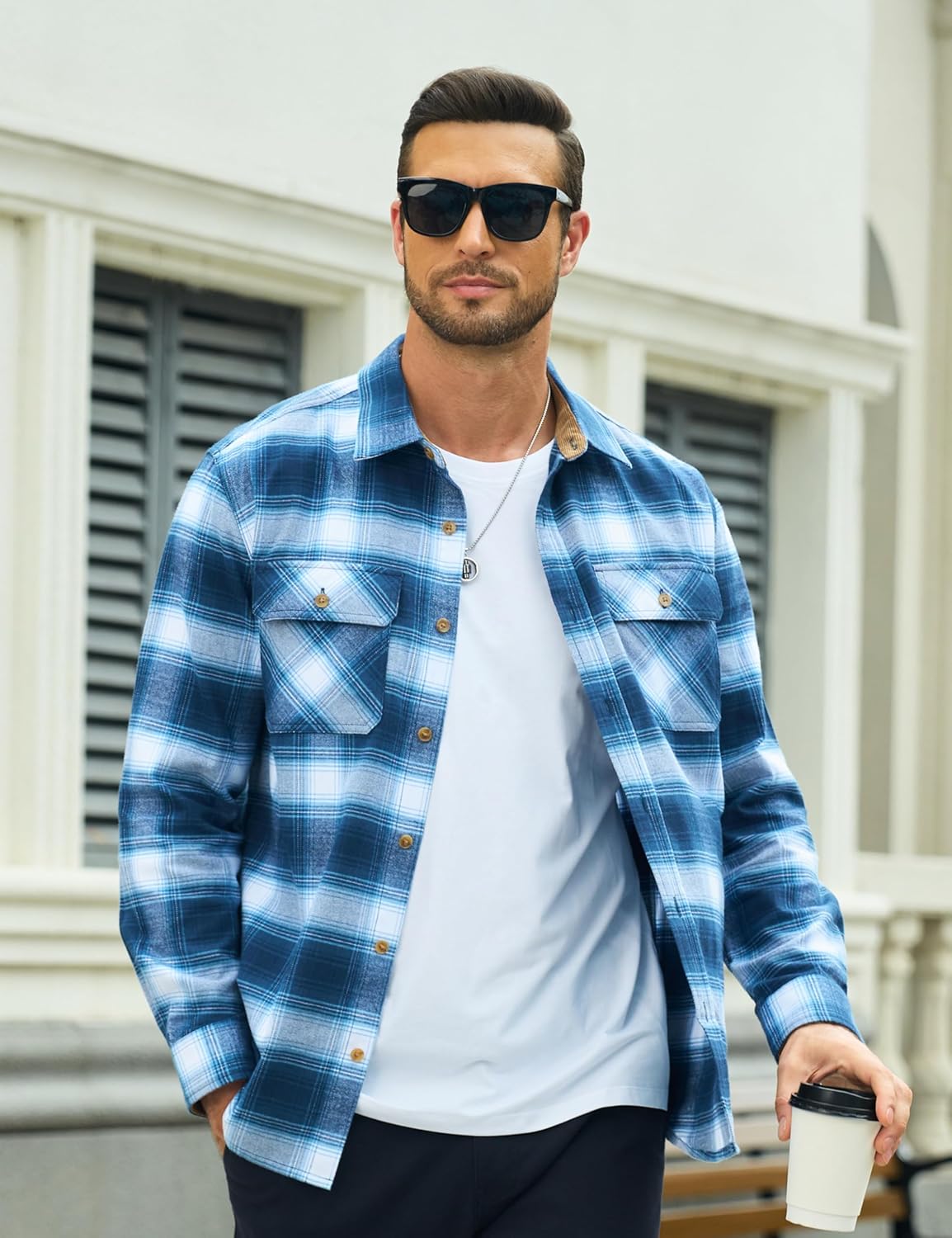 MAGCOMSEN Men's Flannel Shirts Long Sleeve Plaid Shirt Button Up Casual Shirts Lightweight Shirt Jacket with 2 Pockets - Image 2