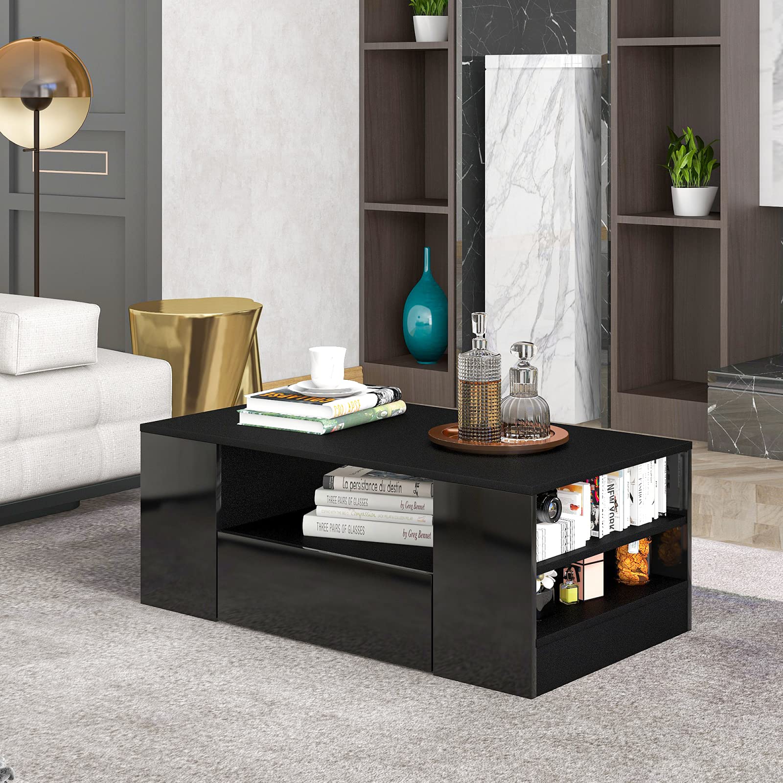 Table basse pour le salon chic et lumineuse idéale pour vos soirées apéritif en famille