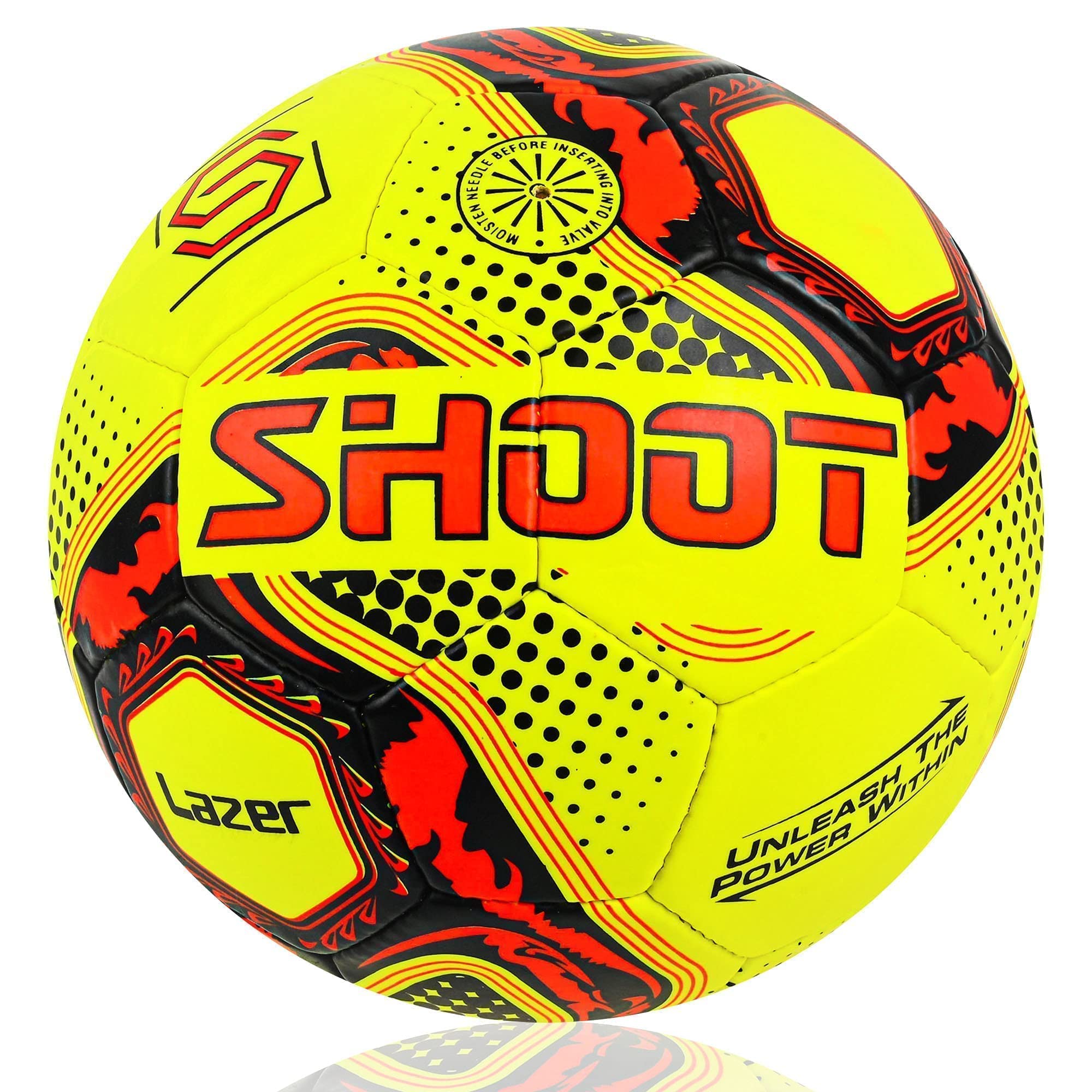 Shoot Lazer Football | PVC | Hand Stitched | Size 5 (Multicolor) | HD-Graphics | Lining – 3 PLY | Inflating Needle Included