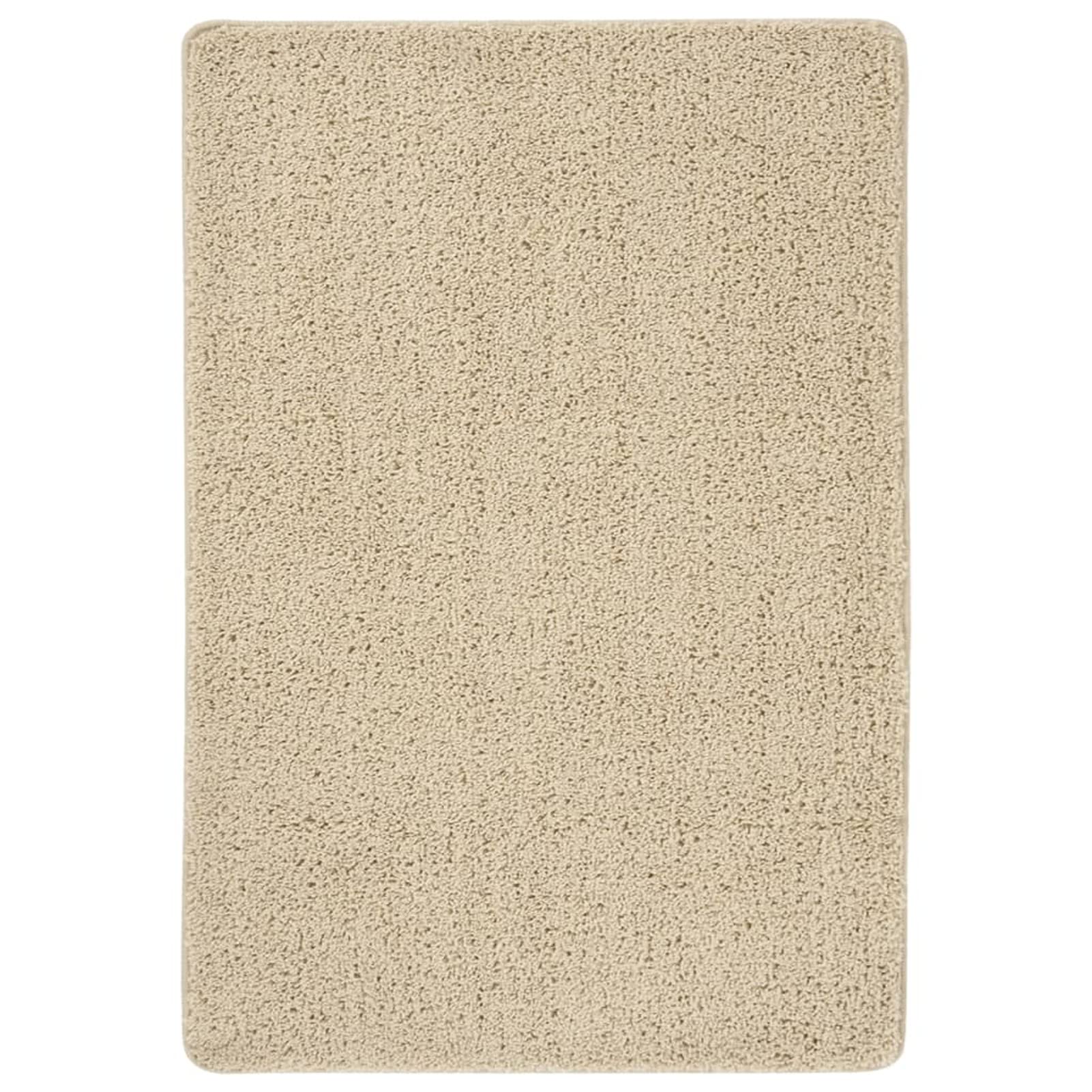 Tapis de bain épais shaggy antidérapant crème 160x230 cm pour salon et bain
