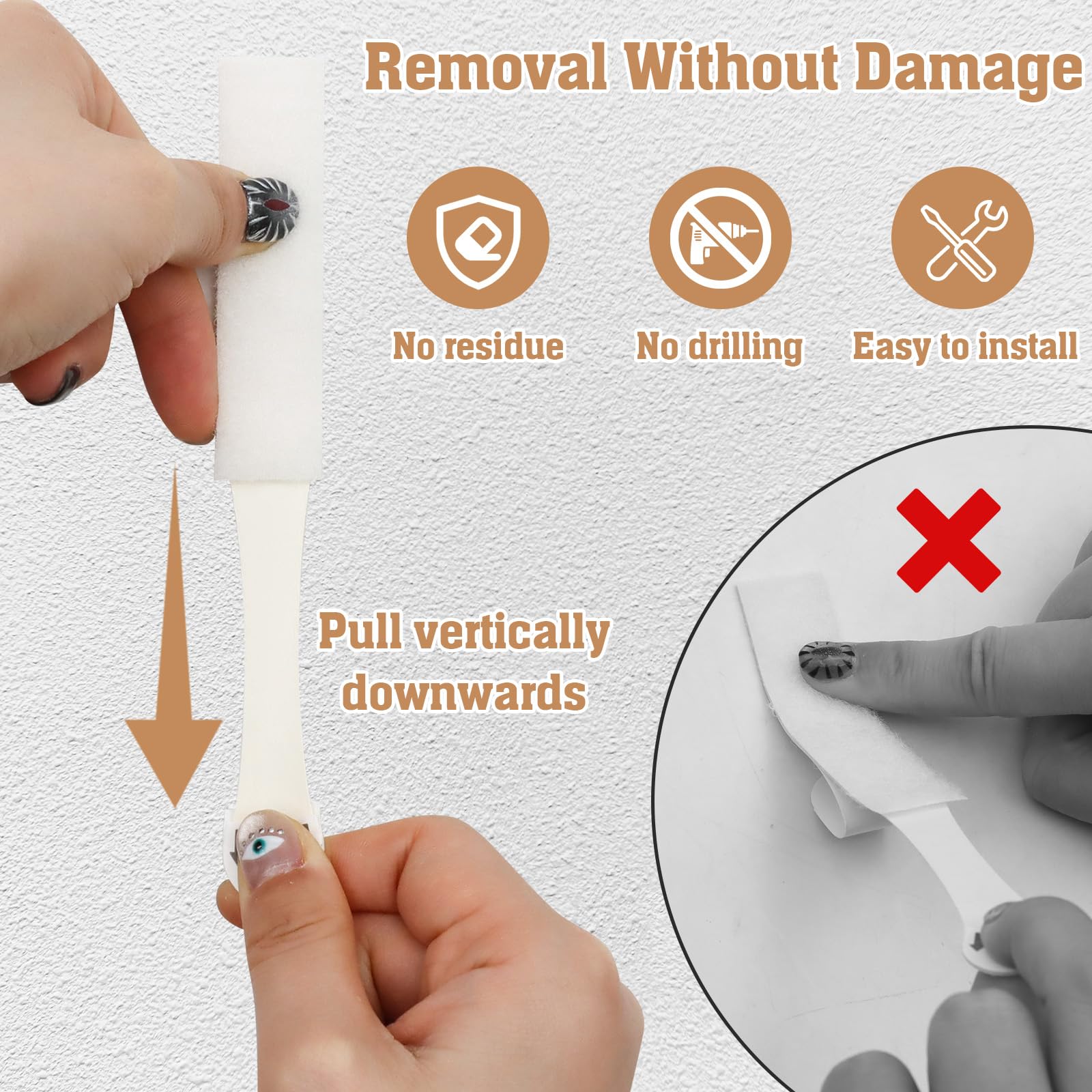 VEGCOO 36 Paia (72 Strisce) Strisce Adesive per Appendere Quadri, Kit per Appendere Quadri Senza Fori, Rimovibili per Cornici, Poster e Decorazioni