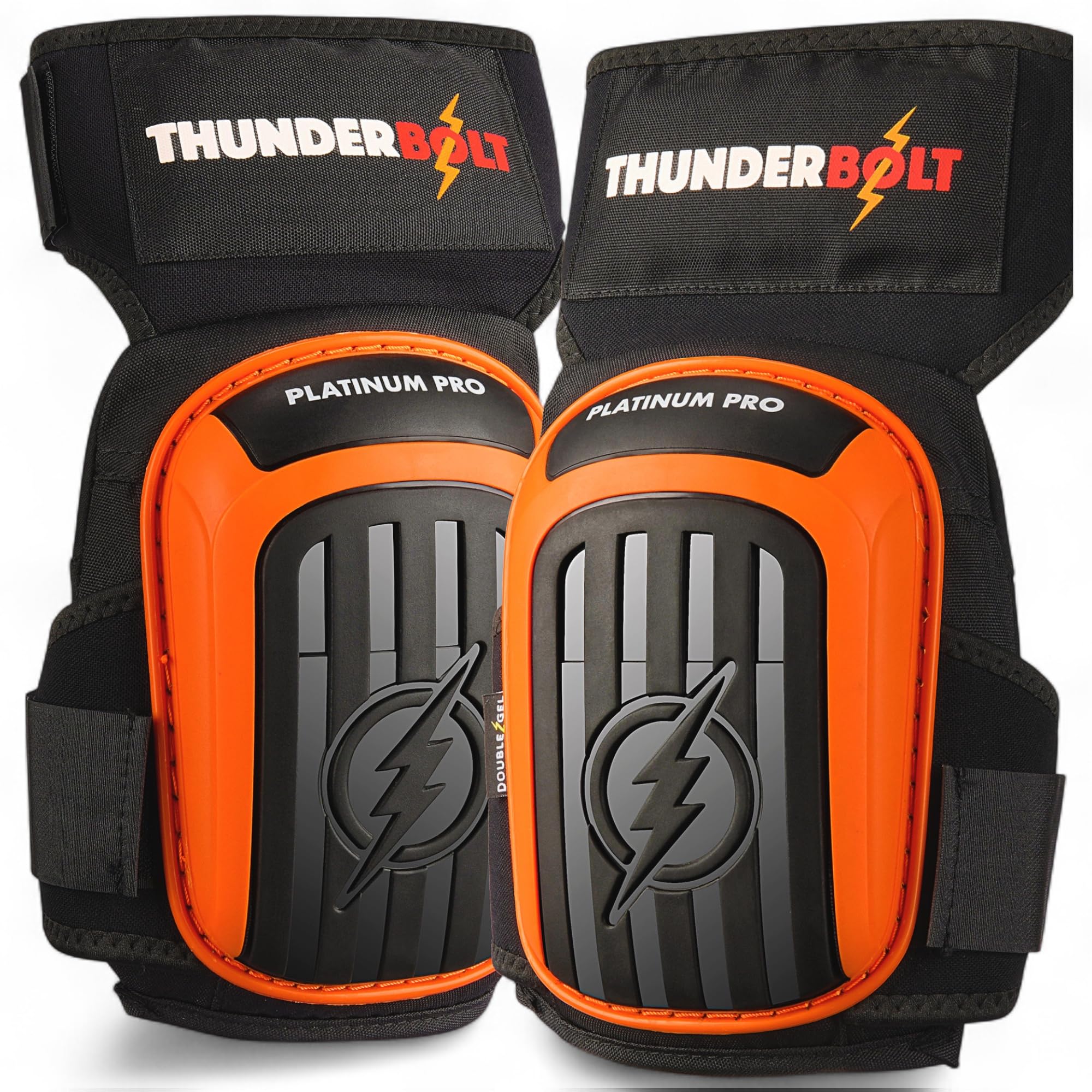 Thunderbolt Knee Pads for Men Construction Knee Pads for Work for Men and Women with Double Gel for Gardening Flooring Roofing Heavy Duty with Extra Thick Foam and Strong Adjustable Non-Slip Straps