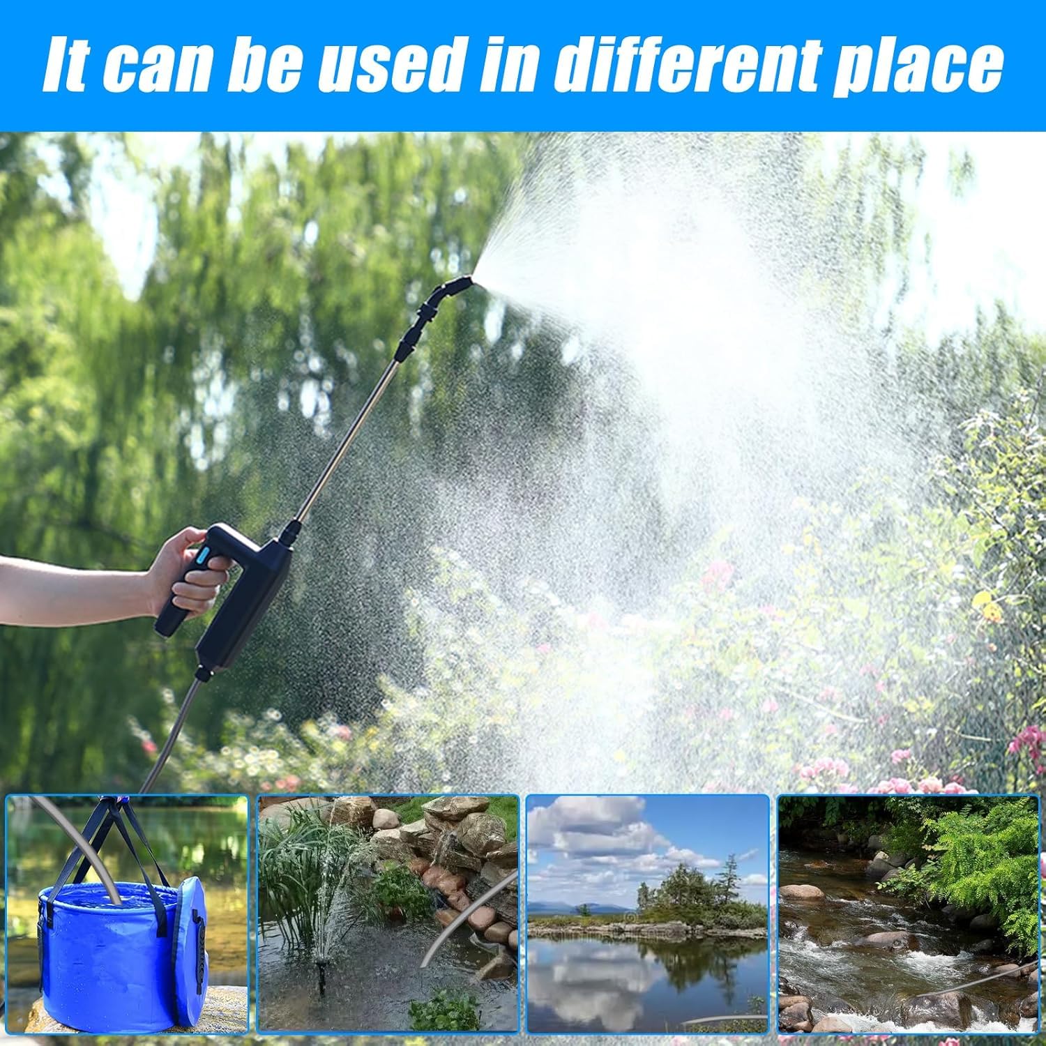 OBEST Spruzzatore Elettrico Piante, Nebulizzatore a Pressione Ricaricabile | Spruzzatore Portatile da Giardino con 3 Beccuccio Regolabile e 5M Tubo per Giardino, Patio, Prato