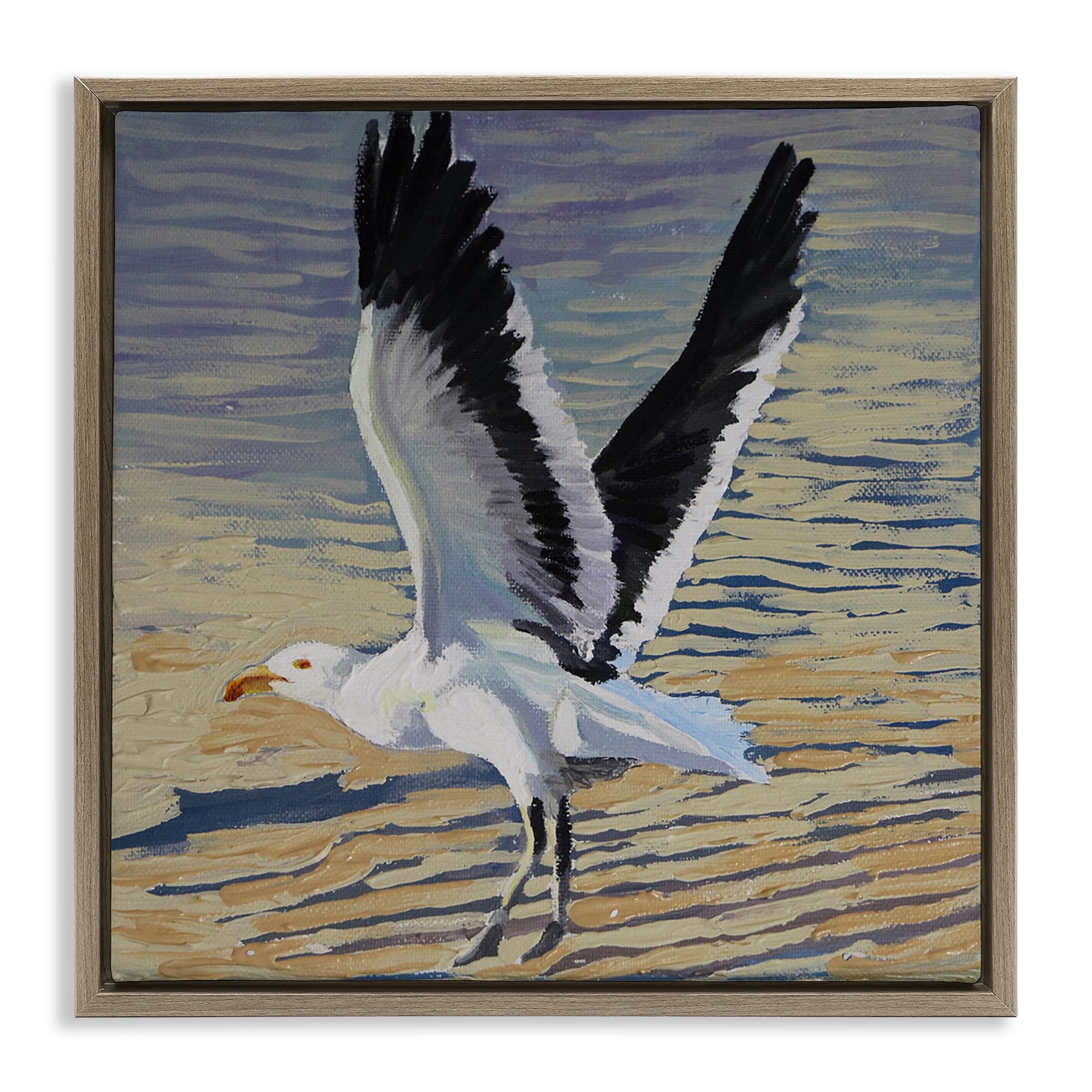 Stupell Industries Montalcino Elm (Textured) 'Seagull Taking Flight'| Floating Frame Canvas Art