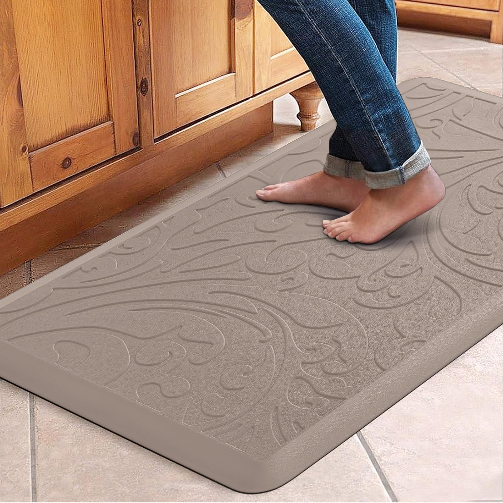 KMAT Kitchen Mat Cushioned Anti-Fatigue Floor Mat Waterproof Non-Slip Standing Mat Ergonomic Comfort Floor Mat Rug for Home,Office,Sink,Laundry,Desk