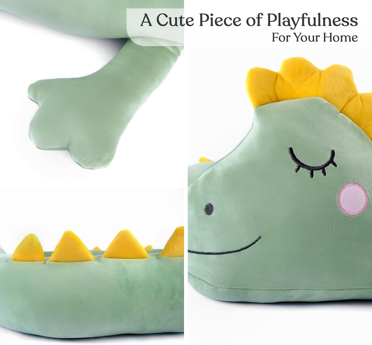 Dinosaur Bed Snake 6 FT Long – Decorative Plush Cushion Pillow – Soft Wall-Side Accent for Beds & Sofas – Cozy Room Decor Stuffed Animal