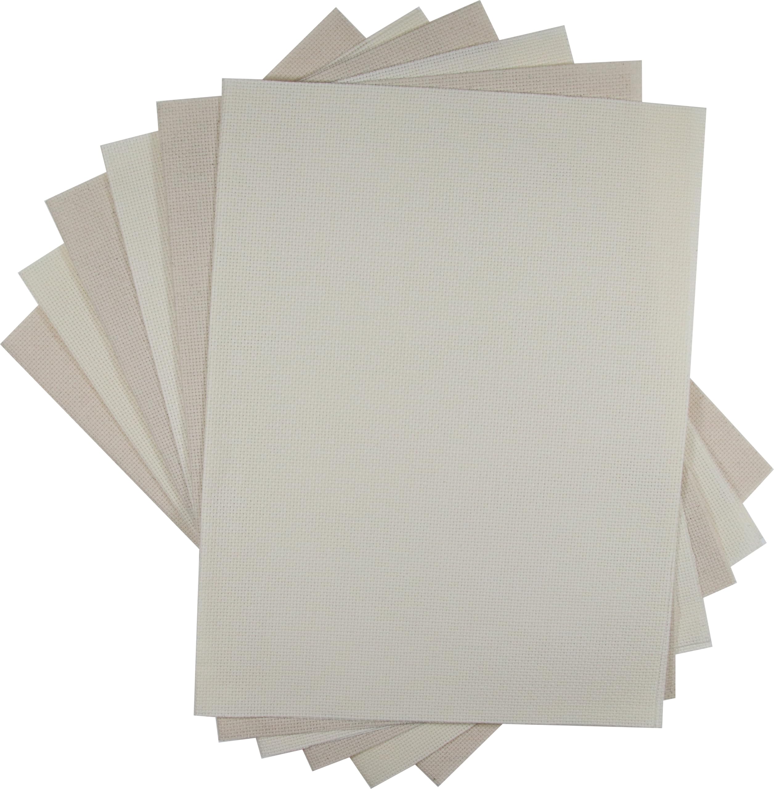 KCS 4/6 pc of 12" x 18" 30cmx45cm 16CT Counted Cotton Aida Cloth Cross Stitch Fabric (Cream+Oatmeal, 6 pc)