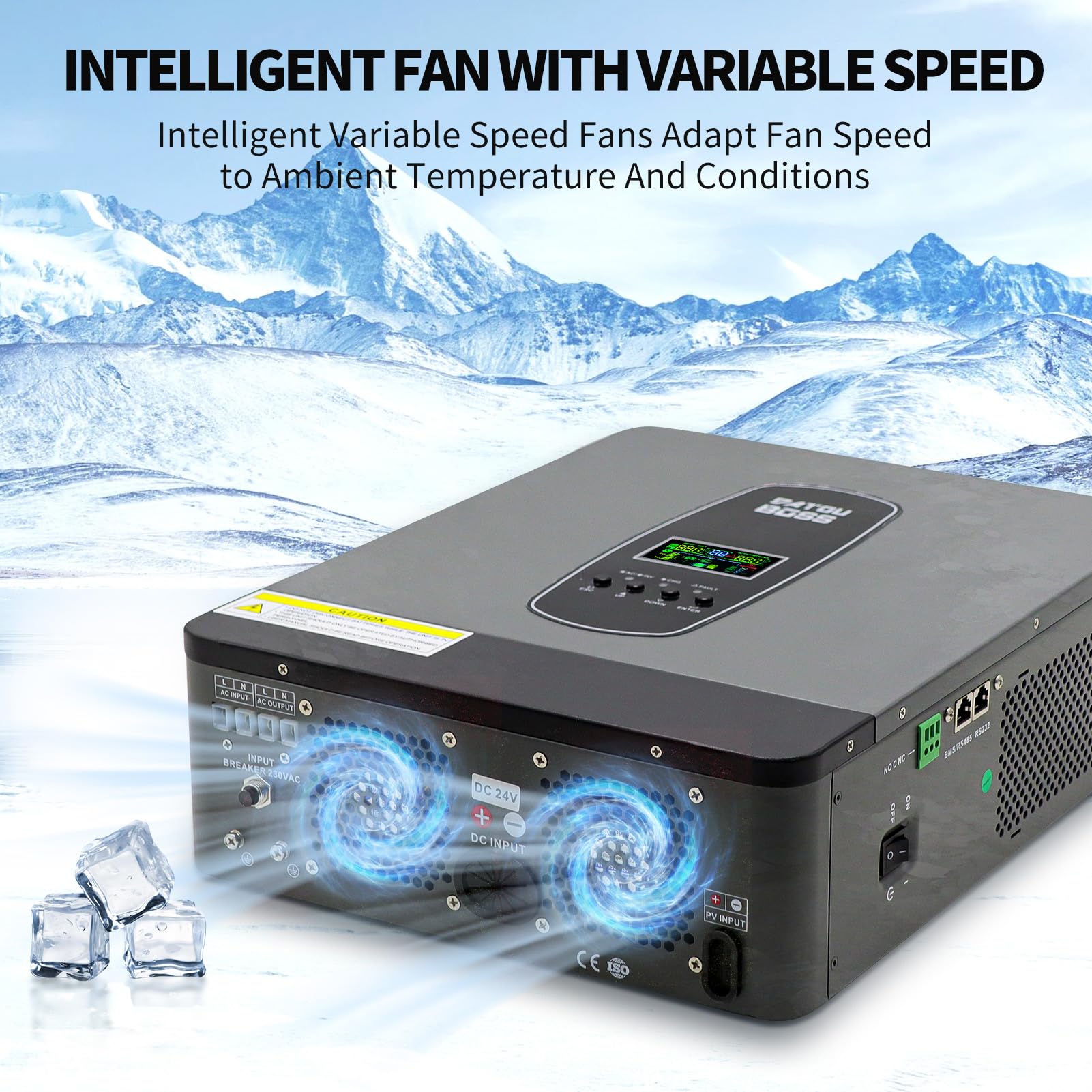 DATOUBOSS Hybrid Wechselrichter 3000W, DC 24V zu AC 230V, Reiner Sinus, mit 100A MPPT Solarladeregler, für Netzunabhängige Systeme (24V 3000W-1PCS)