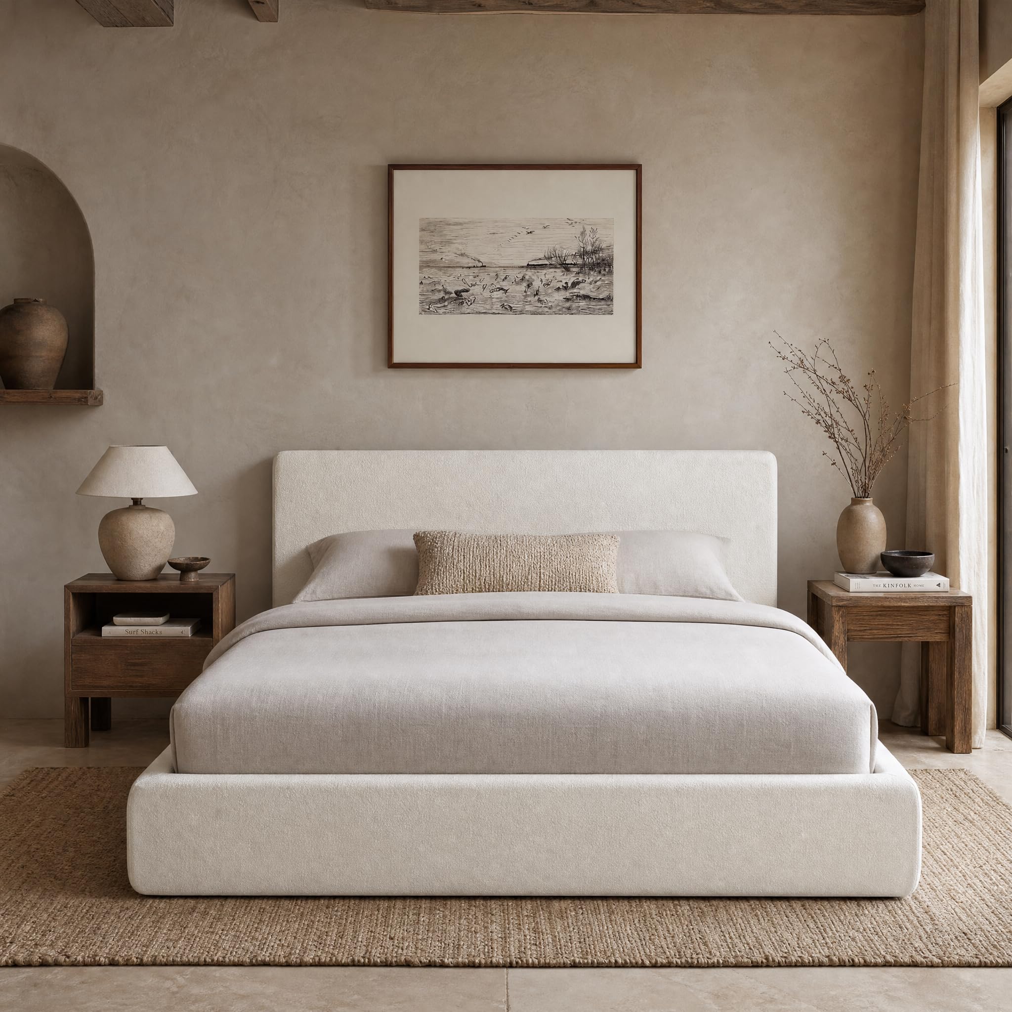 Photo 1 of DNYN Upholstered Cloud Bed Frame Queen Cream White