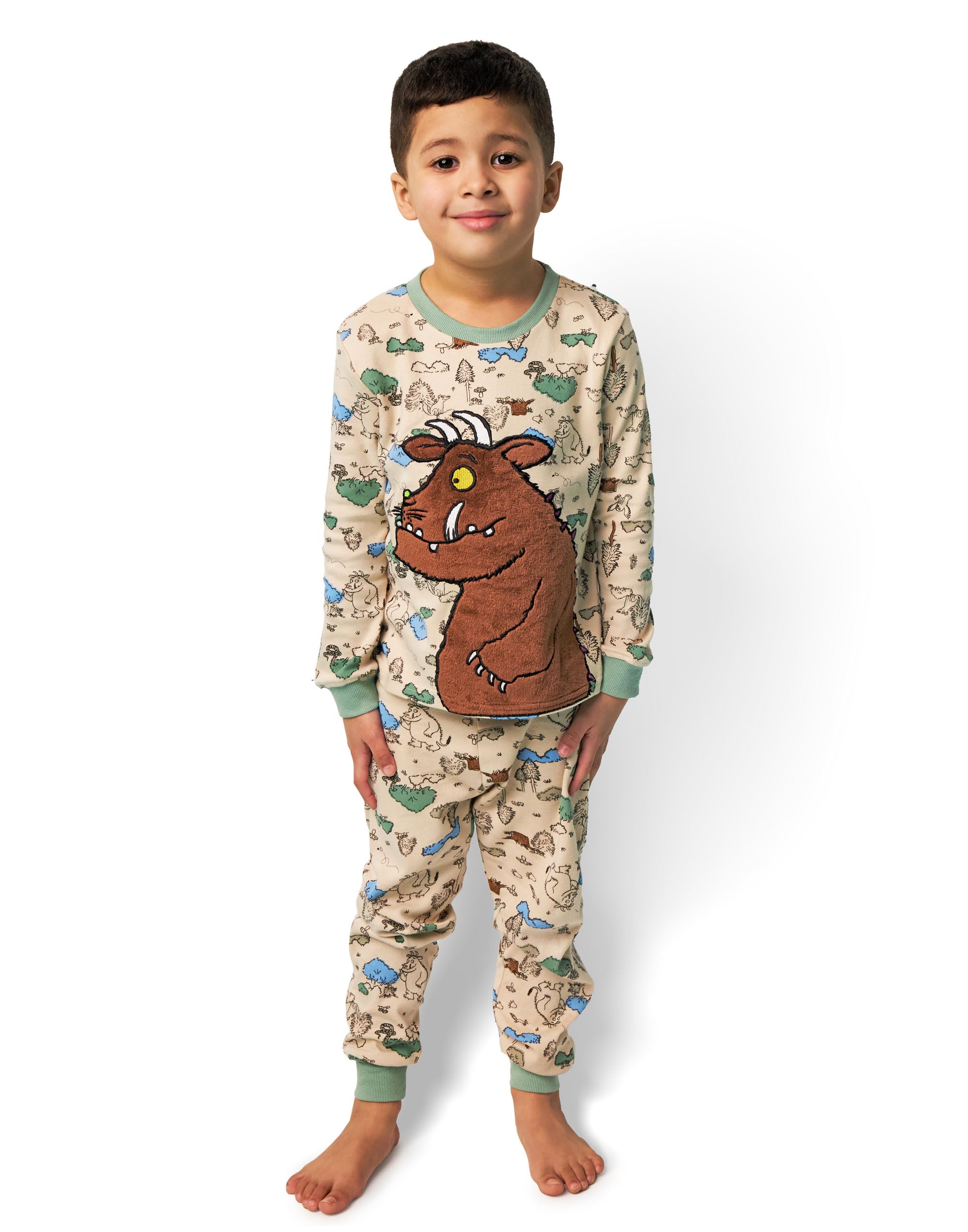 Gruffalo Forest The Kids Pyjama Set | All Over Print Multicolored Long Sleeve Long Leg Graphic Pjs | Embroidered Character Woodland Story Apparel Pajama | Merchandise Gift For Children & Toddlers