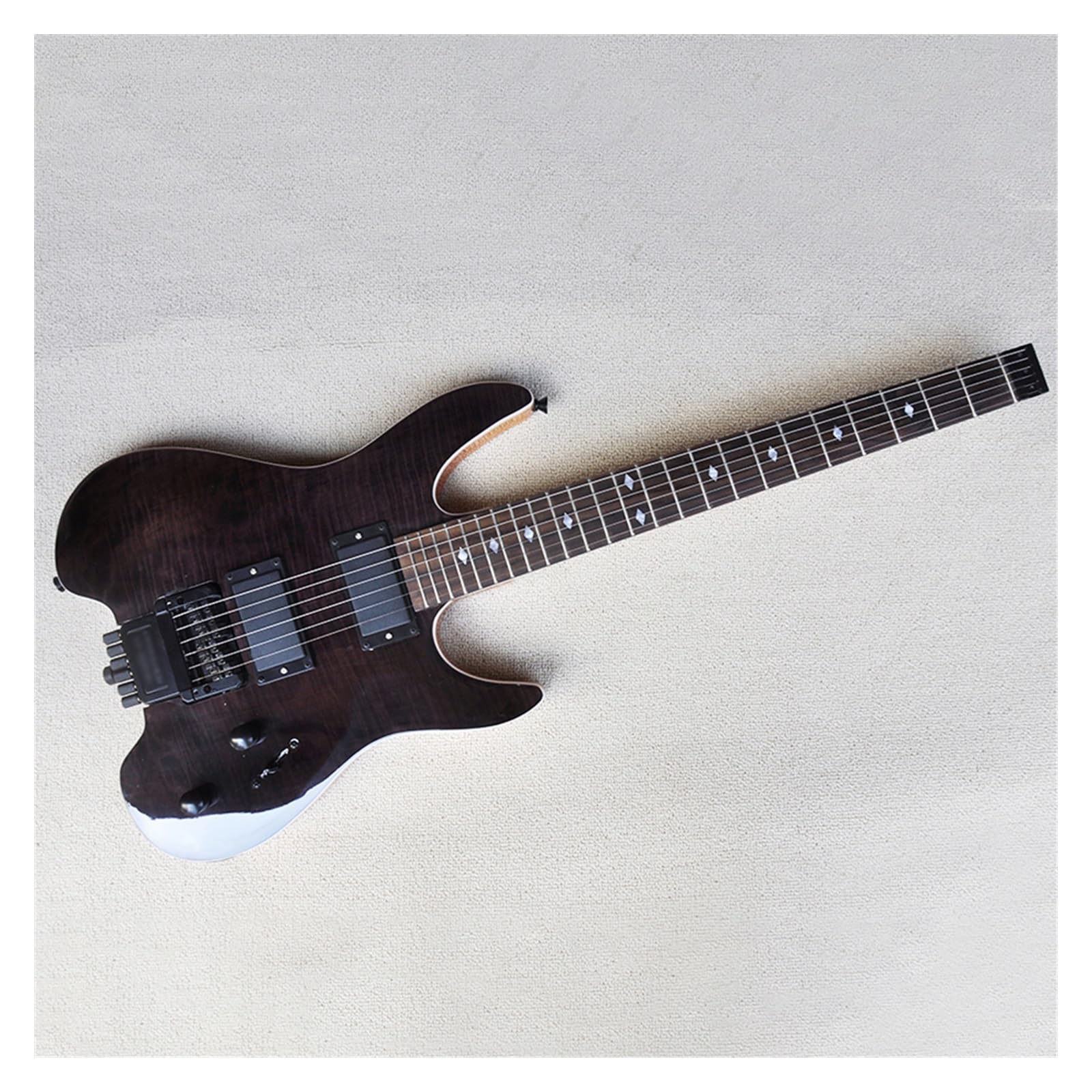 Bezgłowa Gitara Elektryczna Z Fornirem Z Klonu Płomienistego Podstrunnica Z Palisandru 24 Progi Profesjonalna Bezgłowy Gitara Elektryczna