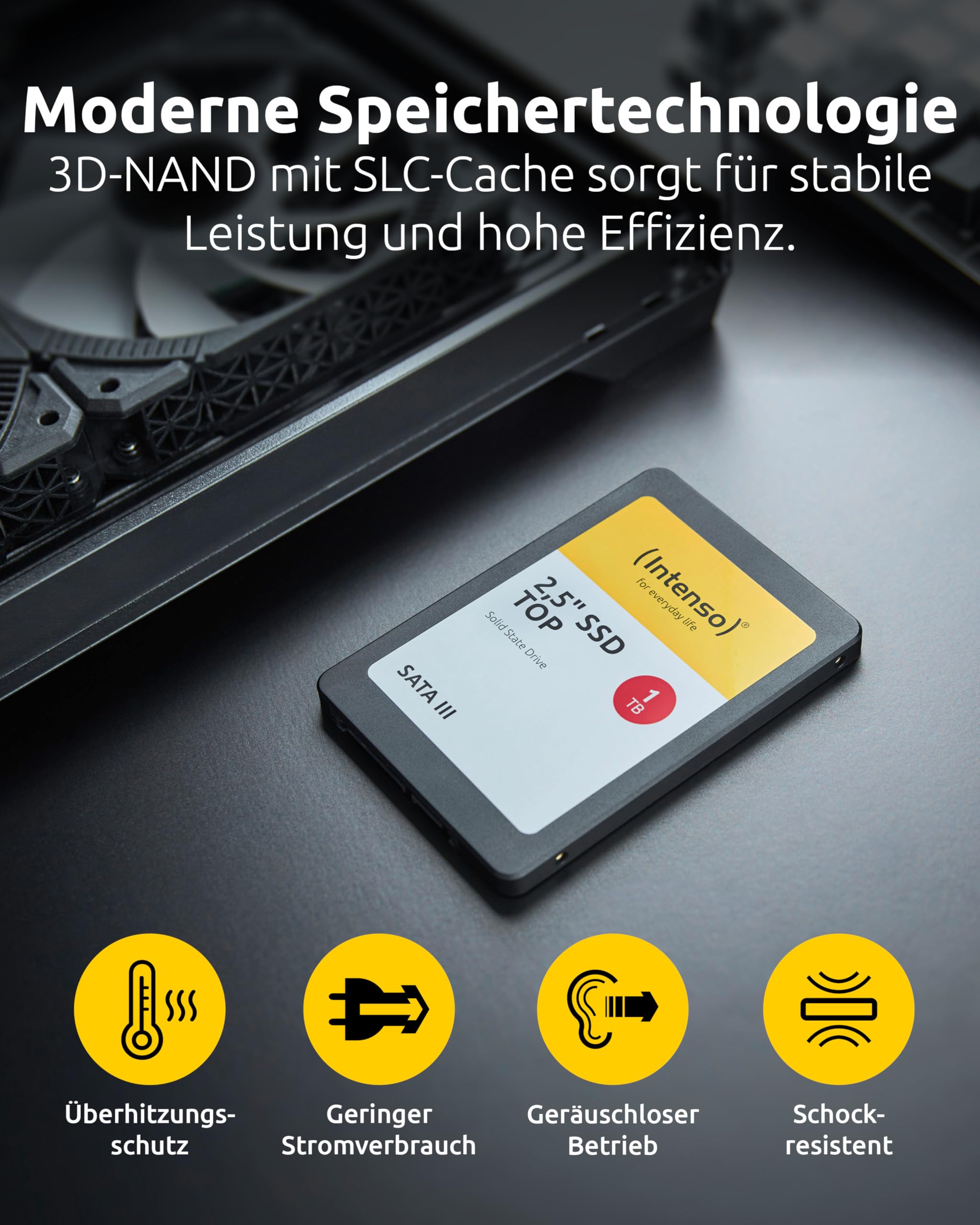 Intenso 2,5" SSD SATA III Top Pack (2 × 128 GB) - SSD veloce e antiurto per PC e notebook, fino a 550 MB/s in lettura, 500 MB/s in scrittura, confezione da 2, nero