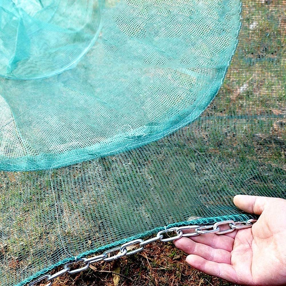Trappola da pesca a rete, piccola rete per pesca a strascico, con catena in ferro, galleggianti e trappole per granchi pieghevoli per bloccare il fiume, larghezza porta di rete 3/6/8/10 m