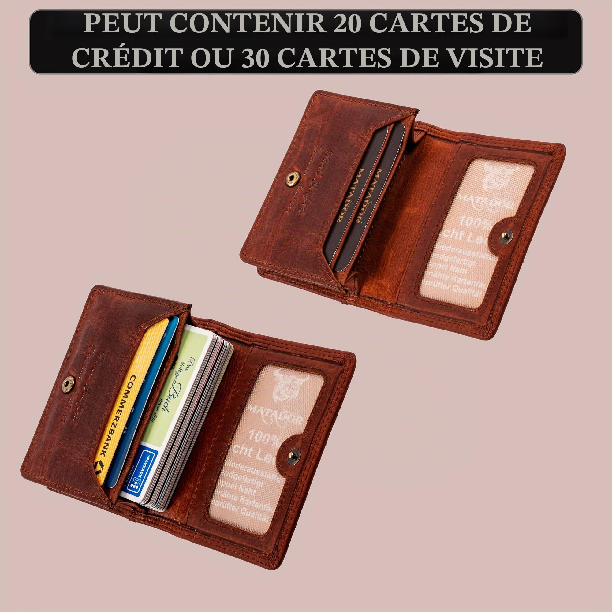 MATADOR V-C-01 DTAN Étui pour cartes de visite, Konjac marron, 10x7x2,5 CM, Élégant