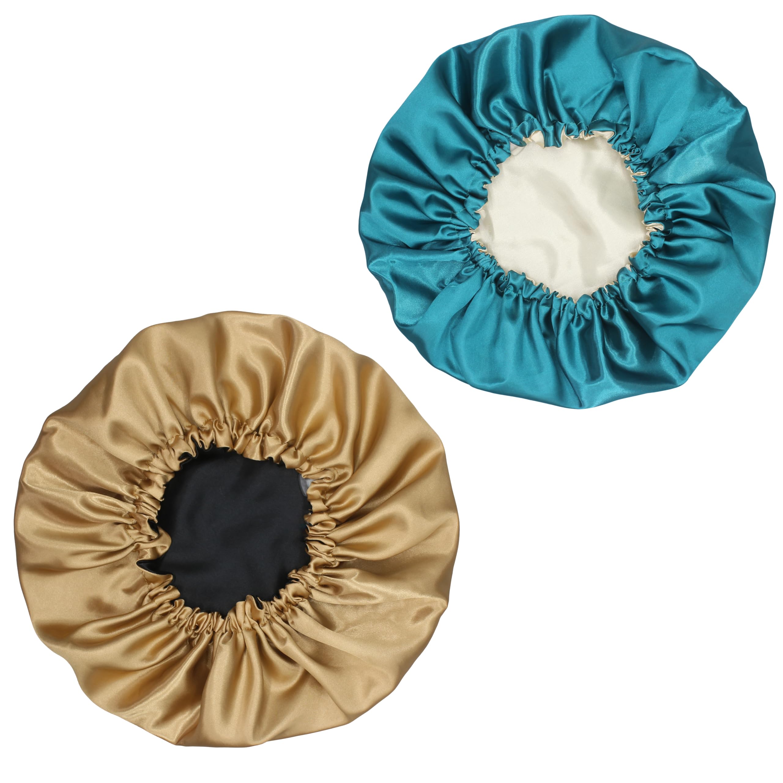 2packs of Double Layers Sleep Cap, Adjustable Satin Cap, Silk Bonnet, Reusable Bath Hair Cap