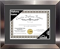 Vista 25 de Creative Picture Frames Carnegie - Marco de diploma de acero inoxidable con acabado de acero inoxidable de 12 x 16 pulgadas con vidrio negro