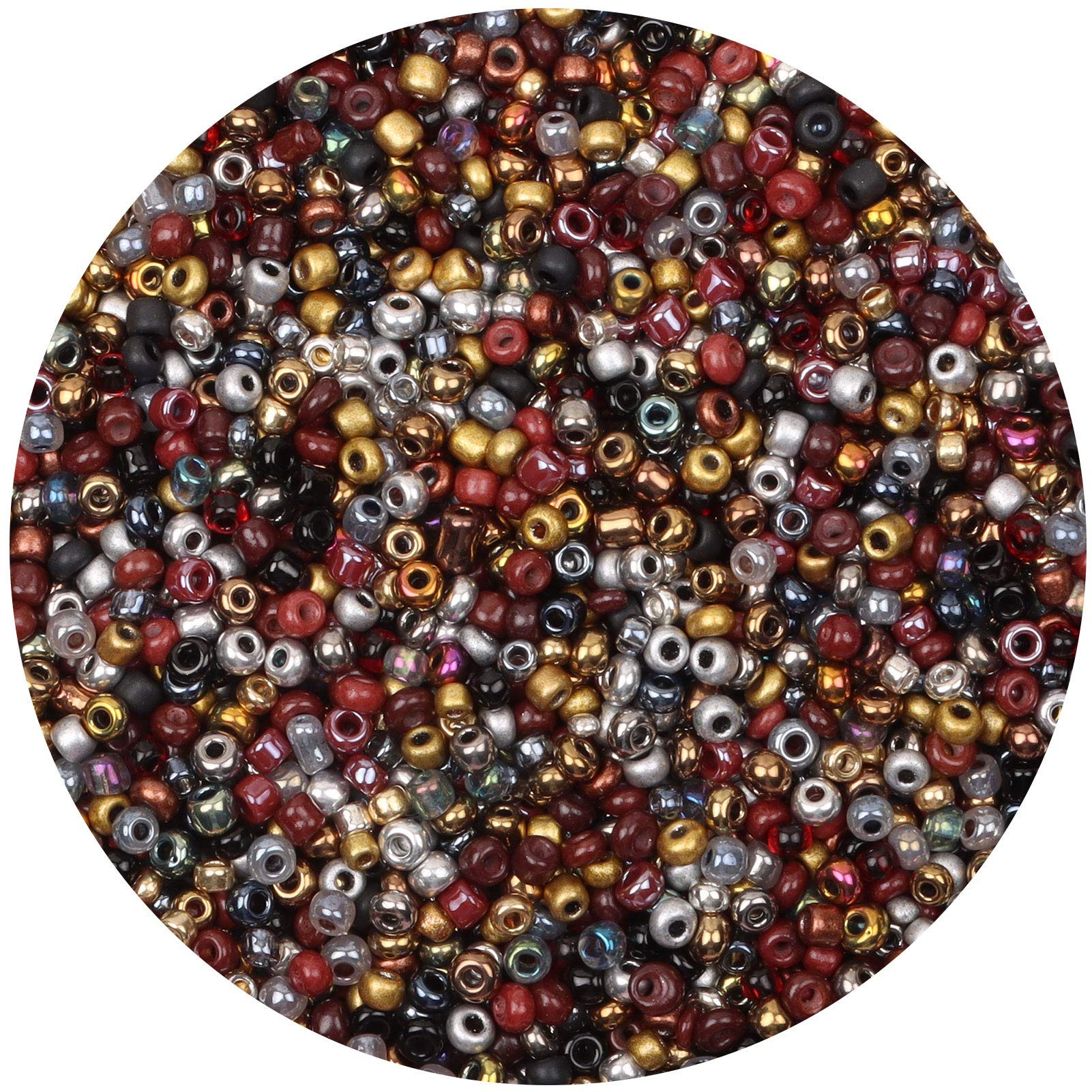 Yholin 2000pcs Glass Seed Beads, 4mm 6/0 Matte Metallic Mix Color Craft Beads for DIY Jewelry, Pony, Spacer, Waist Beads - With Tweezers